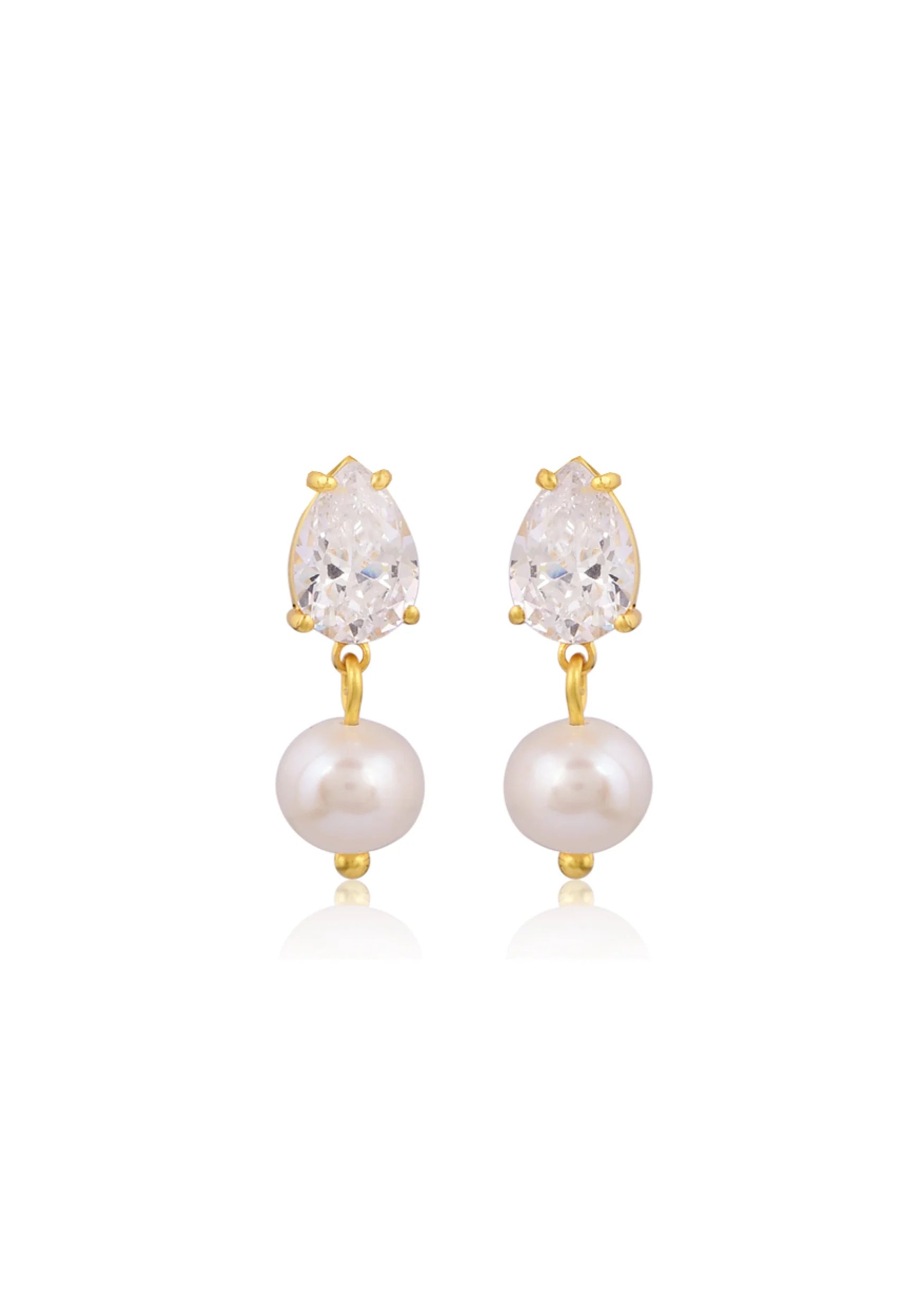 Lola Knight Sutton Pearl & Teardrop Crystal Earrings - 18K Gold Plated Dangle Earrings for Women, Elegant Bridal Jewelry & Evening Party Accessories