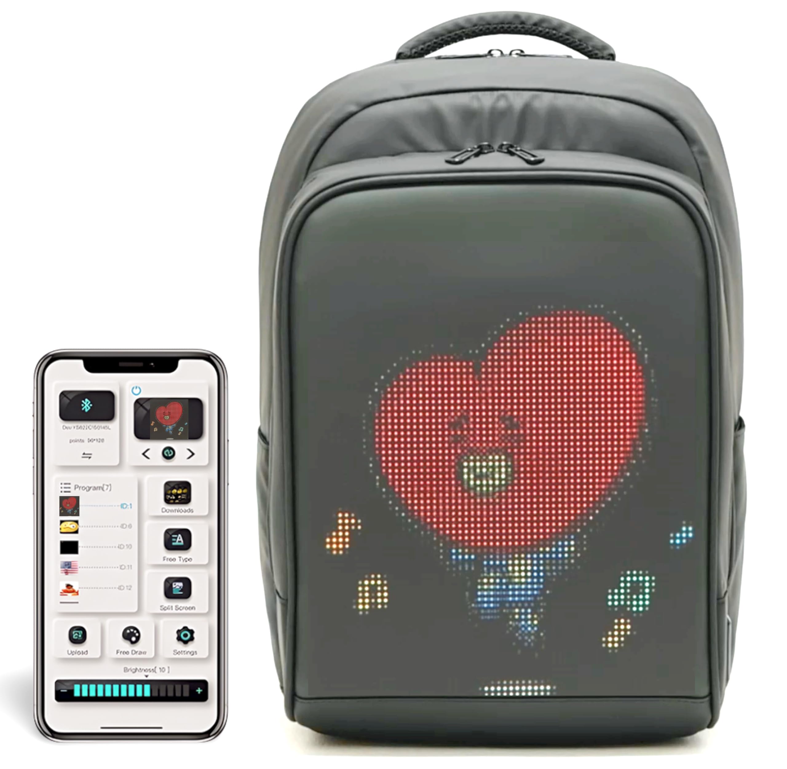 Programmable LED Backpack with Digital Screen - Waterproof Motorcycle & Travel Laptop Backpack for Men & Women - USB Charging Port, Large Capacity - Perfect for Commuting, Cycling, Rave Parties & Night Running