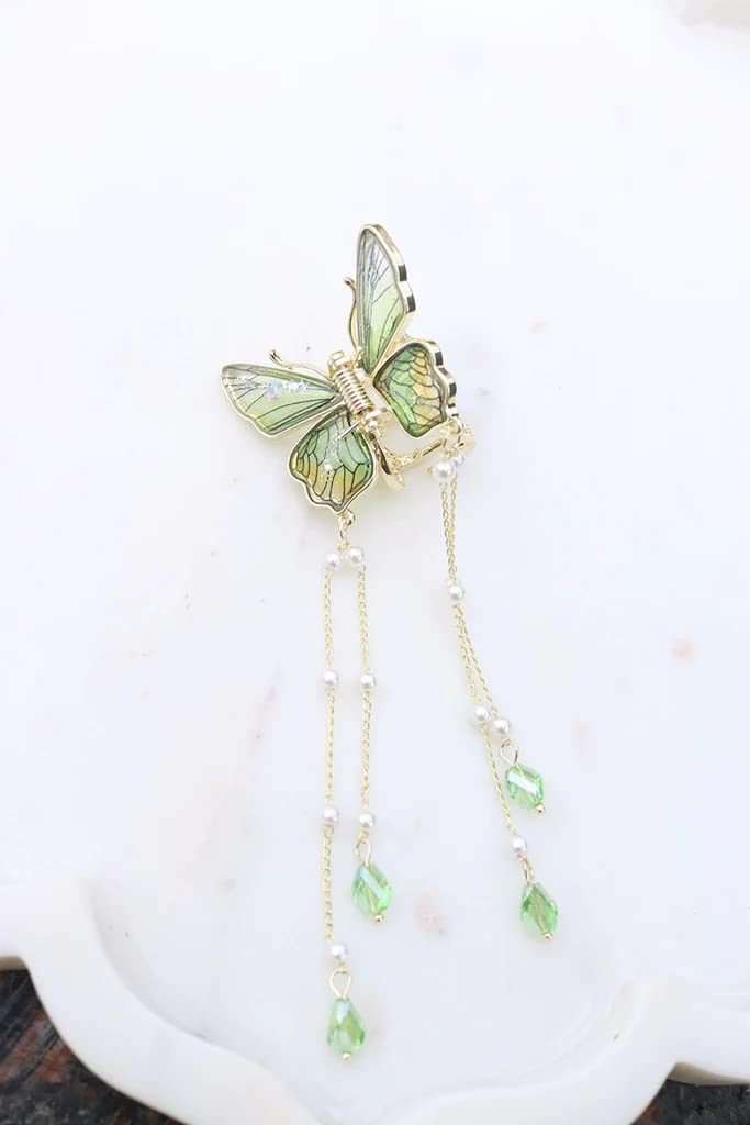 Elegant Metal Butterfly Hair Clip with Crystal Tassel - Wedding & Party Hair Accessories for Women (1 Piece) - Perfect for Bridal, Prom, and Special Occasions