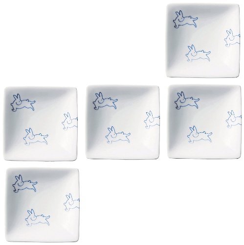 Premium Japanese Porcelain Small Plates Set of 5 - 3.5 Inch Rabbit Design for Elegant Dining, Tea Parties & Home Decor