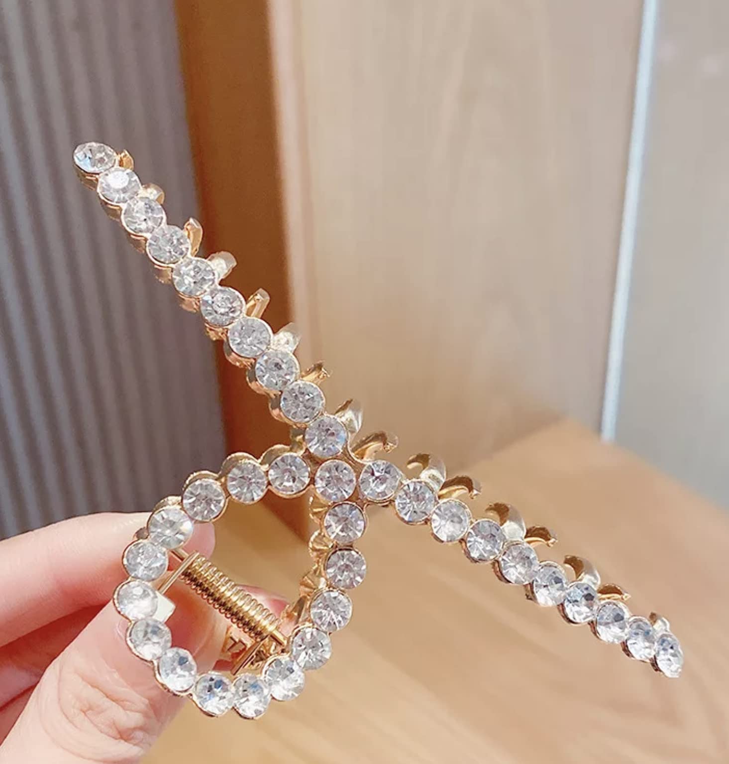 Elegant Crystal Cubic Hair Claw Clip for Women - Large Size Hair Accessories for Daily Use, Wedding, Party & Special Occasions