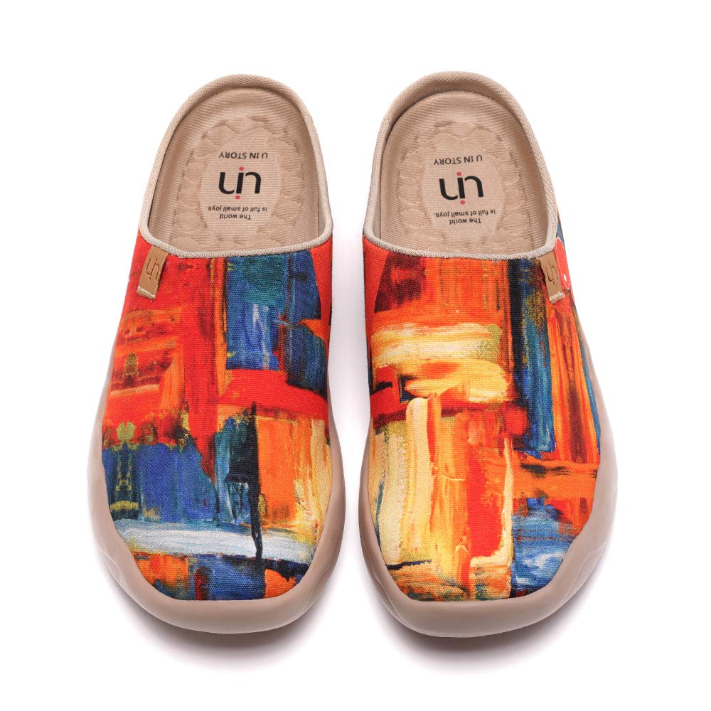 UIN Men's Slip-On Loafers - Lightweight Comfortable Mules for Walking, Casual & Travel - Hand-Painted Art Design - Perfect for Home, Office & Outdoor Use