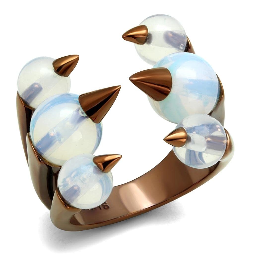 TK2992 White IP Coffee Stainless Steel Ring with Synthetic Glass - Perfect for Gifts & Daily Wear