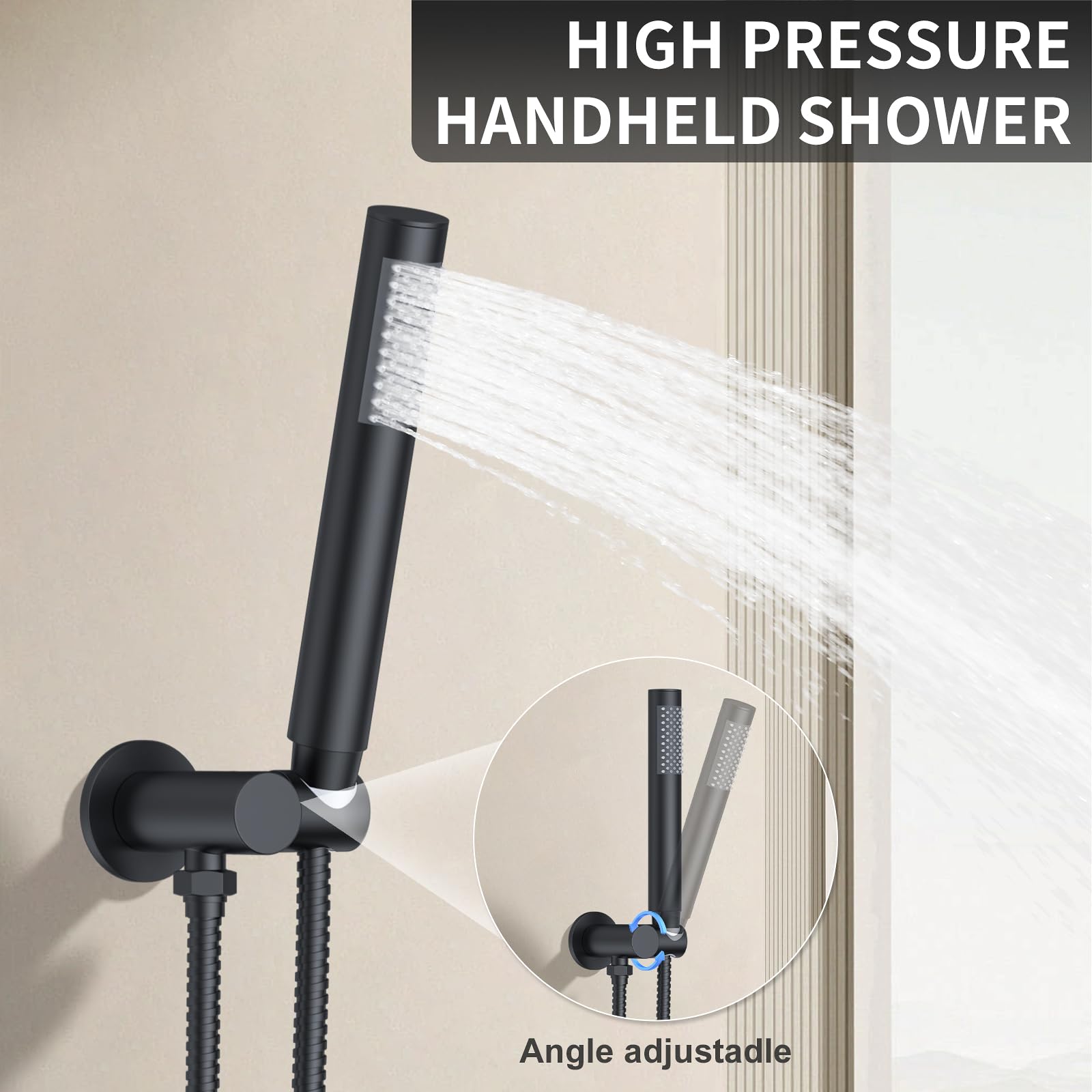 10 Inch Matte Black Shower System - High Pressure Rain Shower Head & Handheld Shower Combo, Wall Mounted Bathroom Mixer Faucet with Rough-in Valve & Trim Kit - Perfect for Modern Spa-Like Bathroom Experience