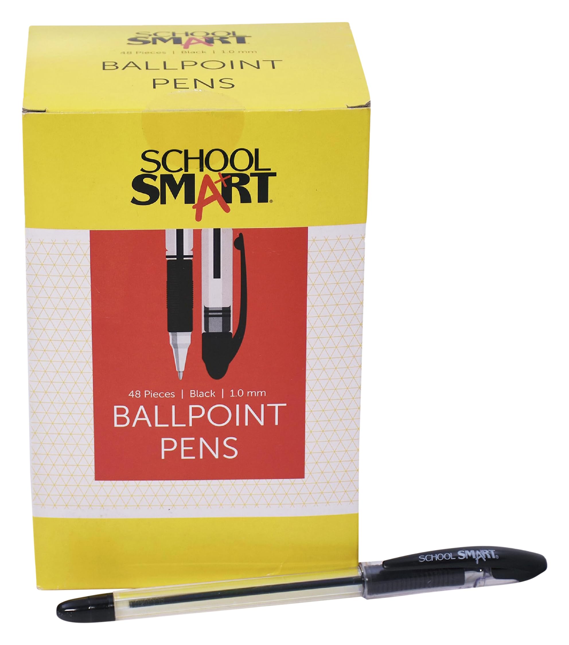 School Smart Ballpoint Pens - Medium Tip, Black Ink, Pack of 48 - Smooth Writing Pens for Office, School & Note Taking