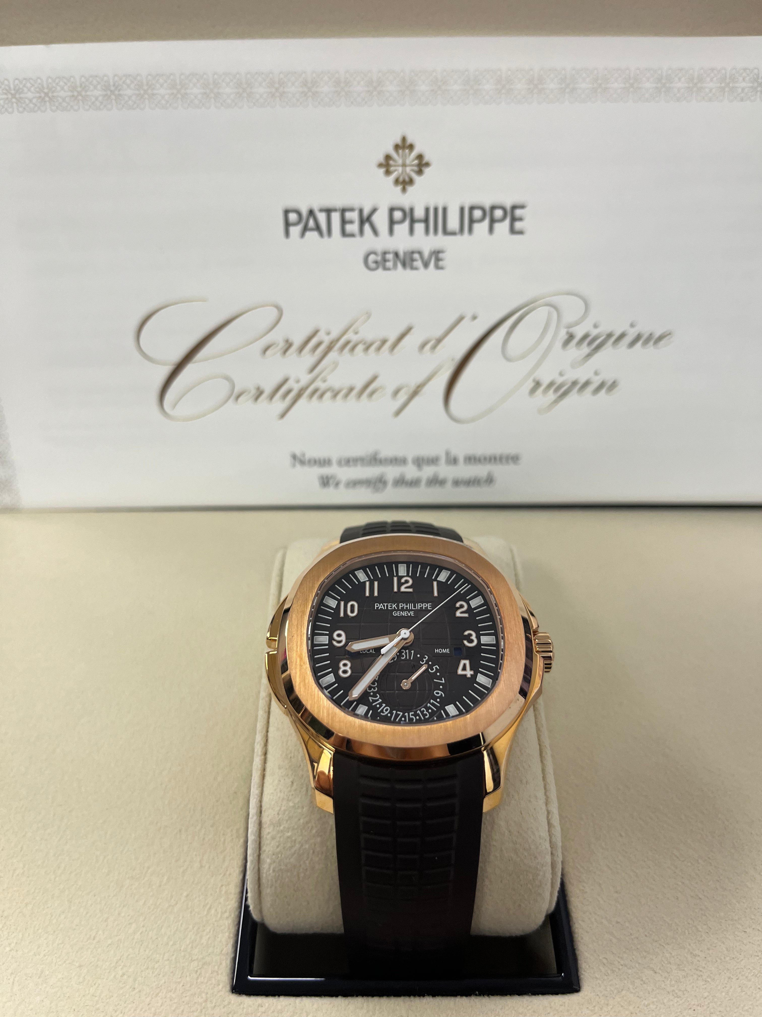 Patek Philippe Aquanaut 5164R-001 Rose Gold Men's Watch with Chocolate Dial - Luxury Automatic Timepiece for Business, Travel & Special Occasions