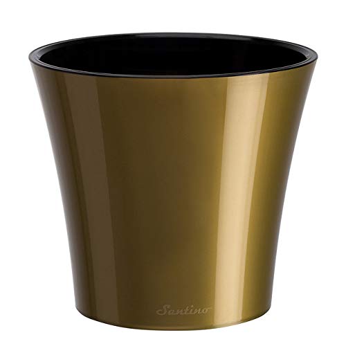 Self Watering Planter 7.7 Inch - Gold/Black Indoor Flower Pot for House Plants, Succulents, Herbs | Modern Decor for Living Room, Office, Balcony & Garden