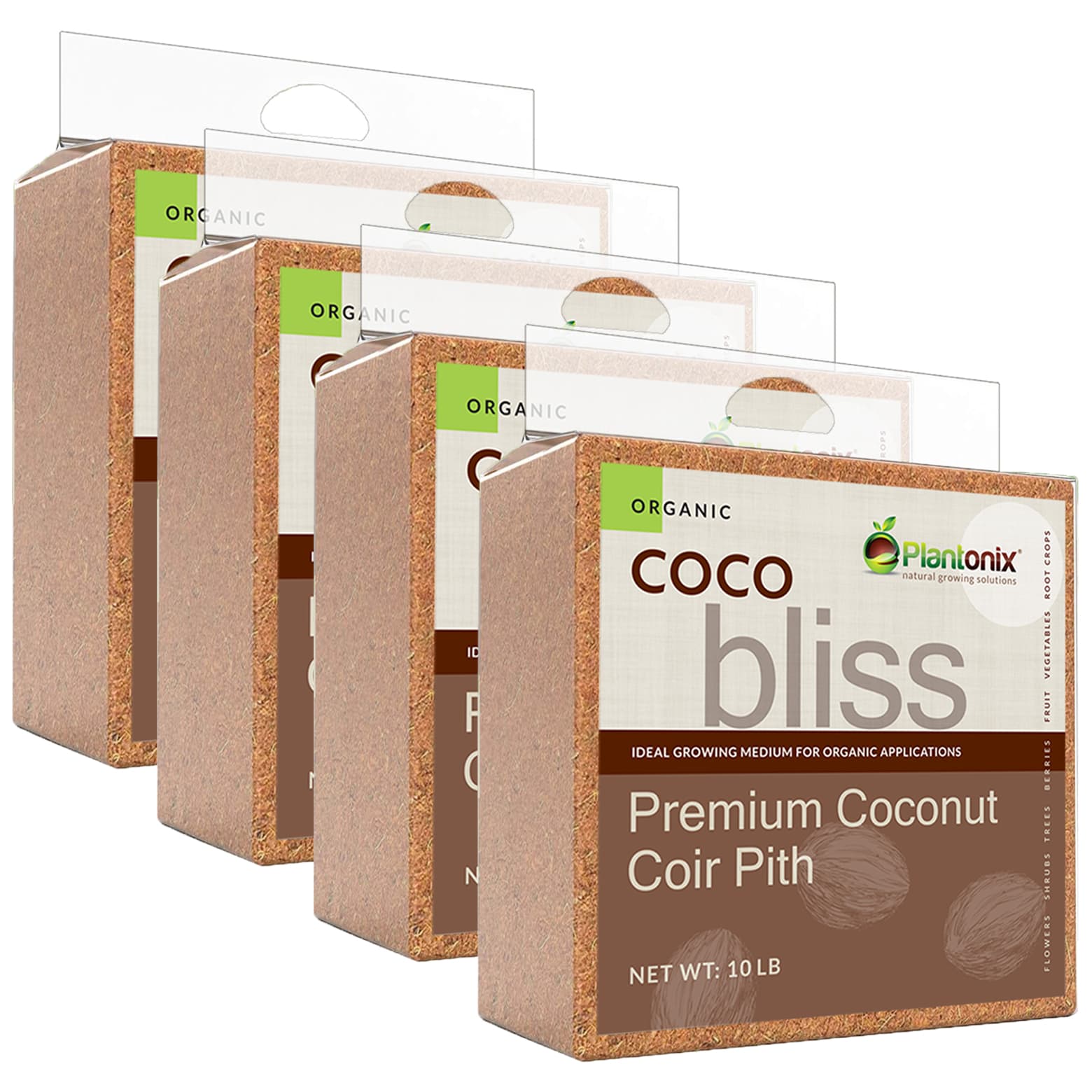 Premium Coco Bliss 10 Lb Coco Coir Block - Organic Coconut Fiber Soil Amendment for Vegetable Gardens, Plants & Mushrooms | Ideal Hydroponics, Seed Starting & Indoor/Outdoor Gardening