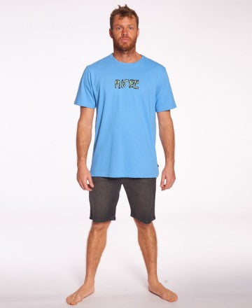 Rip Curl Men's Relaxed Fit Classic T-Shirt - Soft Cotton Tee for Casual Wear, Surfing & Beach Outfits | Celeste Blue