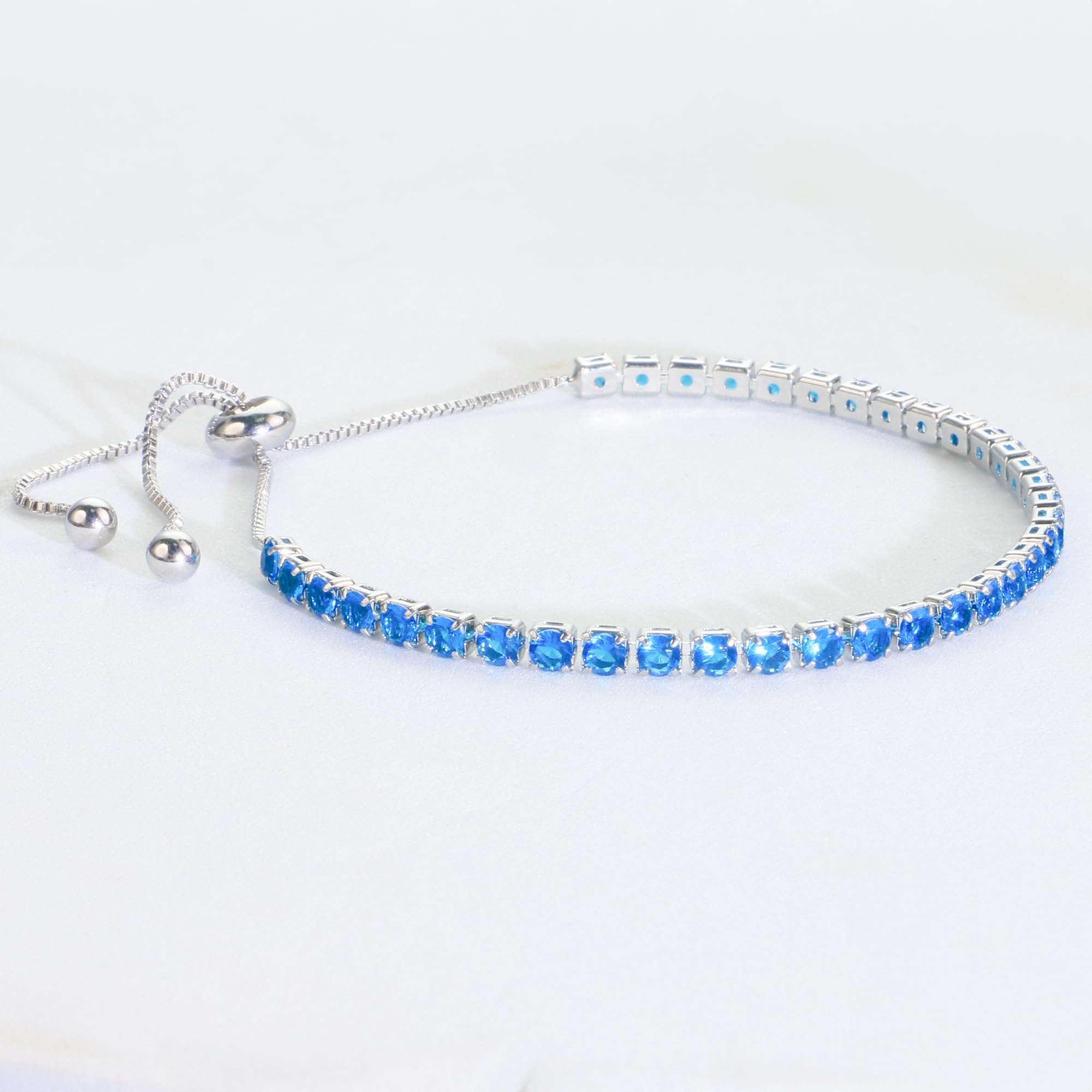 SmileBelle 4mm Cubic Zirconia Tennis Bracelet for Women - Adjustable Birthday Jewelry (January-December Birthstones) in Sterling Silver | Perfect Wedding, Bridal, Anniversary Gift & Everyday Elegance