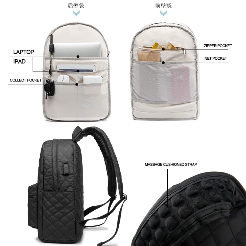 Kinmac Waterproof Laptop Backpack with USB Charging Port - 15.6 Inch Laptop Case, Durable Travel Backpack for Work, School & Commuting (Embroidered Design)