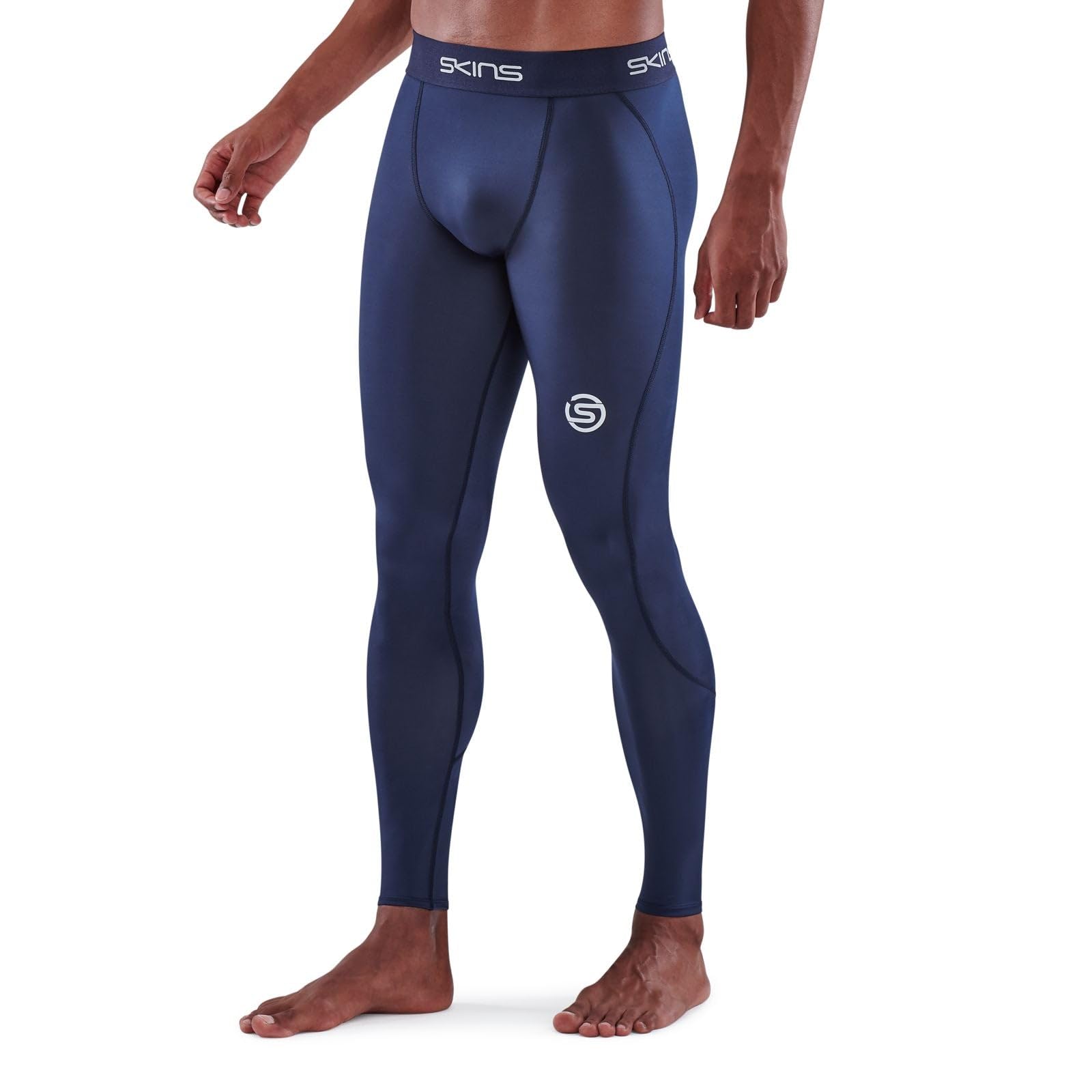 Skins Series-1 Men's Premium Compression Long Tights - Enhanced Blood Circulation, Muscle Recovery for Running, Hiking & Gym Workouts - Navy Blue - Ideal for Marathon Training & Post-Workout Recovery