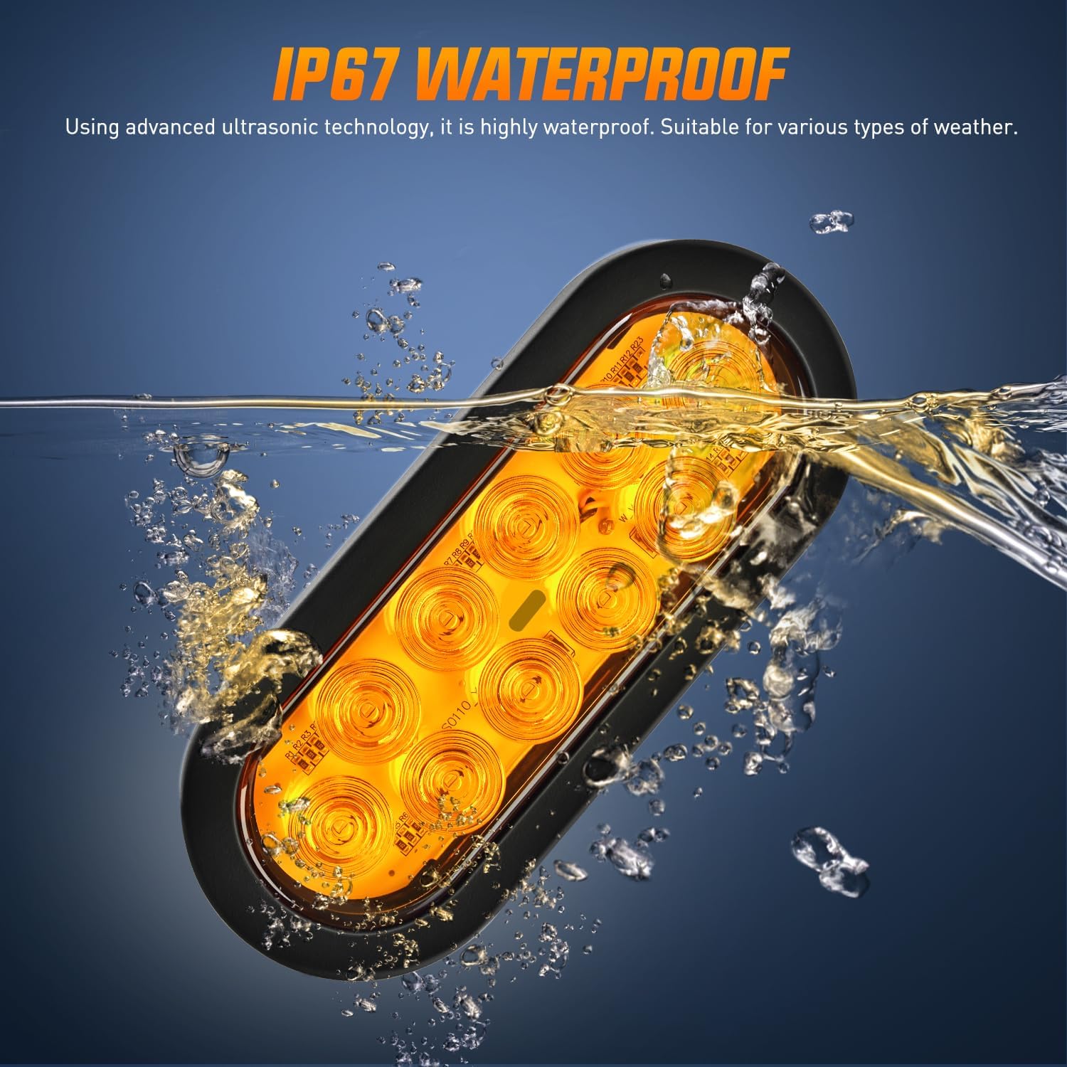 6 Inch Oval Red Amber White LED Trailer Tail Lights (6 Pack) - Waterproof & Durable for Trucks, Trailers, RVs & Boats - Perfect for Night Driving & Safety Signaling