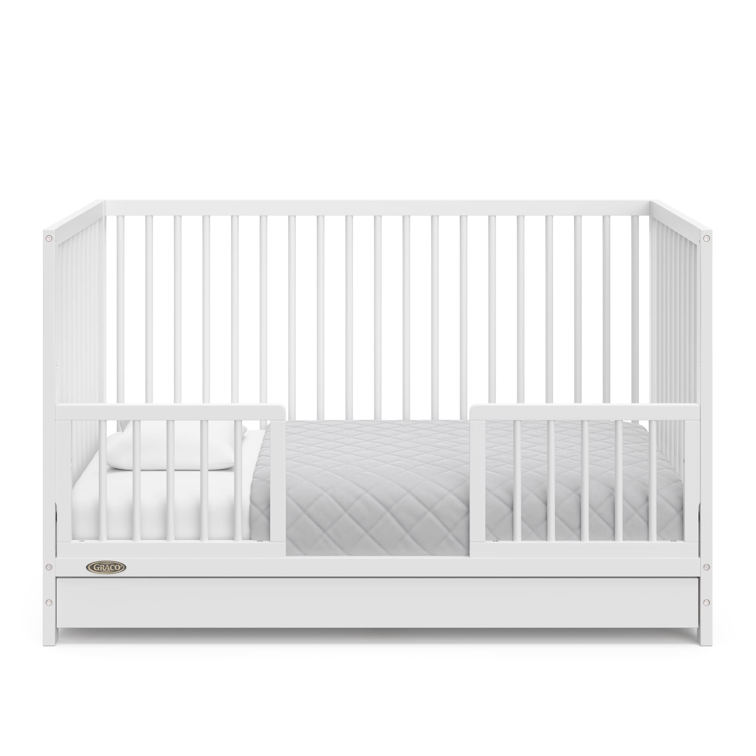 Graco Teddi 5-in-1 Convertible Baby Crib (White) – GREENGUARD Gold Certified, Nursery Crib with Storage Drawer, Converts to Toddler Bed/Daybed/Full-Size Bed – Perfect for Newborns to Teens, Ideal for Small Nursery Spaces & Shared Kids' Rooms