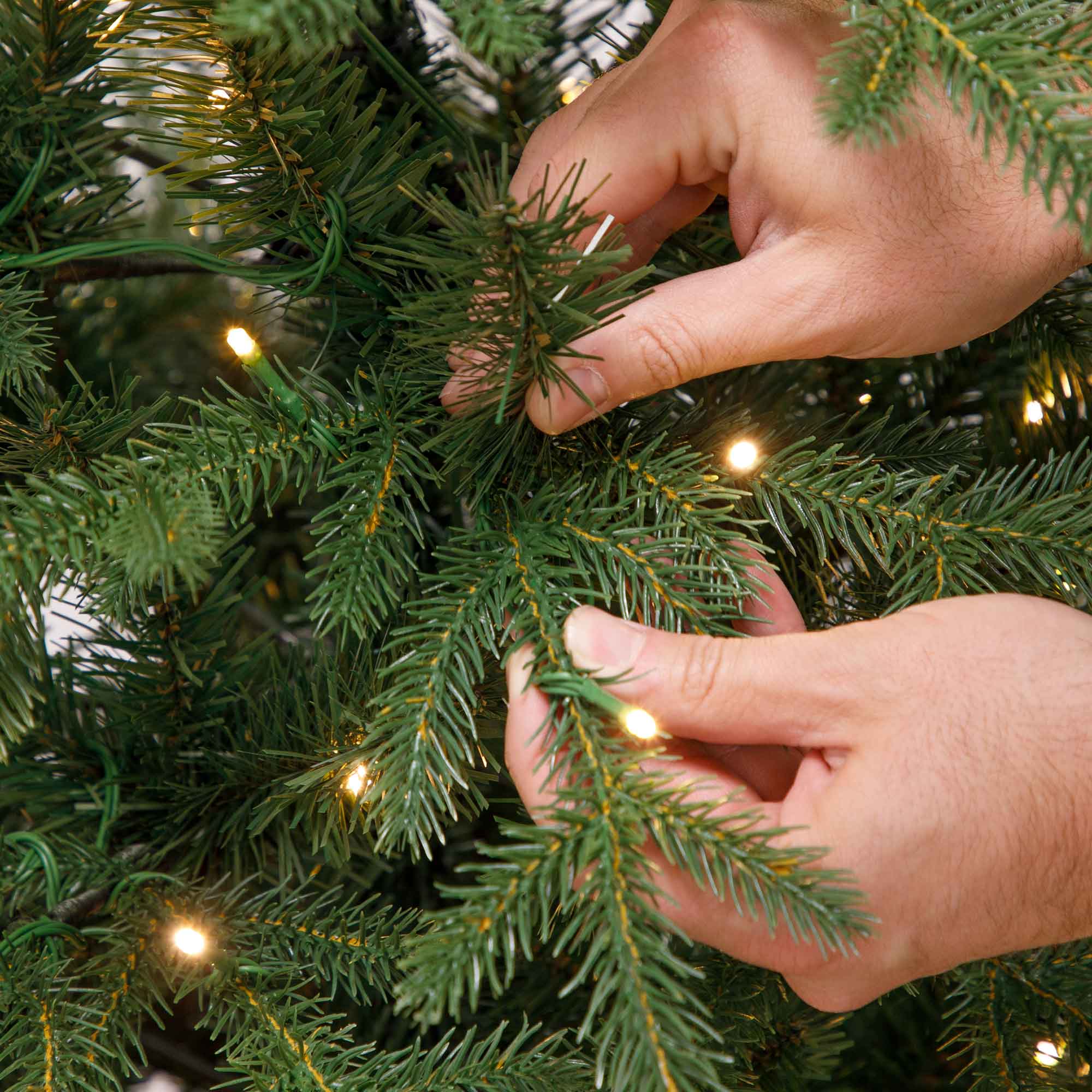 7ft Pre-Lit Christmas Tree with Warm White LED Lights & PE/PVC Tips - Hinged Branches for Easy Setup | Perfect for Living Room, Office, and Holiday Decorations