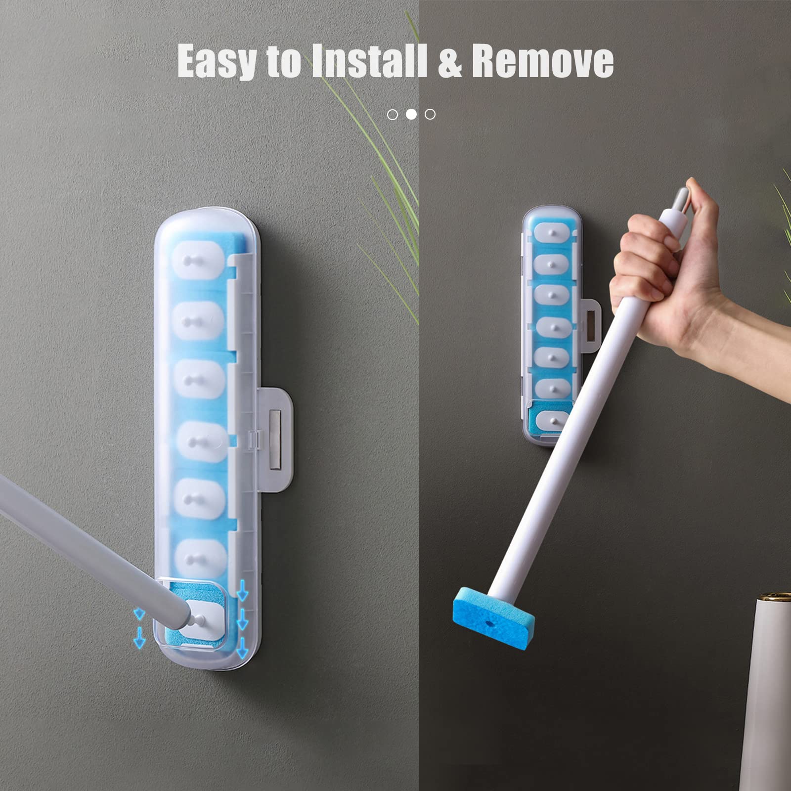 Matybobe Disposable Toilet Cleaning Brush with 7 Refill Heads - Wall Mounted Detachable Toilet Wand for Bathroom Cleaning | Ideal for Home, Hotel & RV Sanitation
