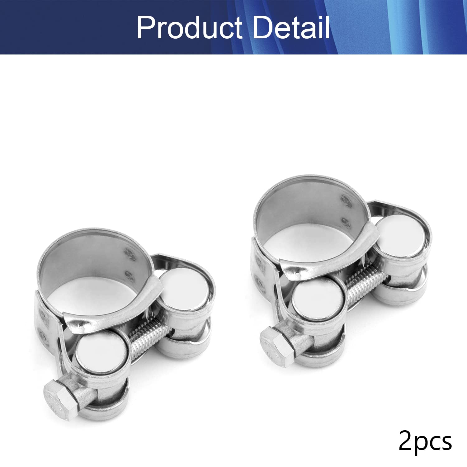 Stainless Steel T-Bolt Hose Clamp 20-22mm (2 Pack) - Heavy Duty Fuel Line Clamps for Automotive, Marine & Industrial Applications - Perfect for Fuel Pumps, Filters & Plumbing Systems