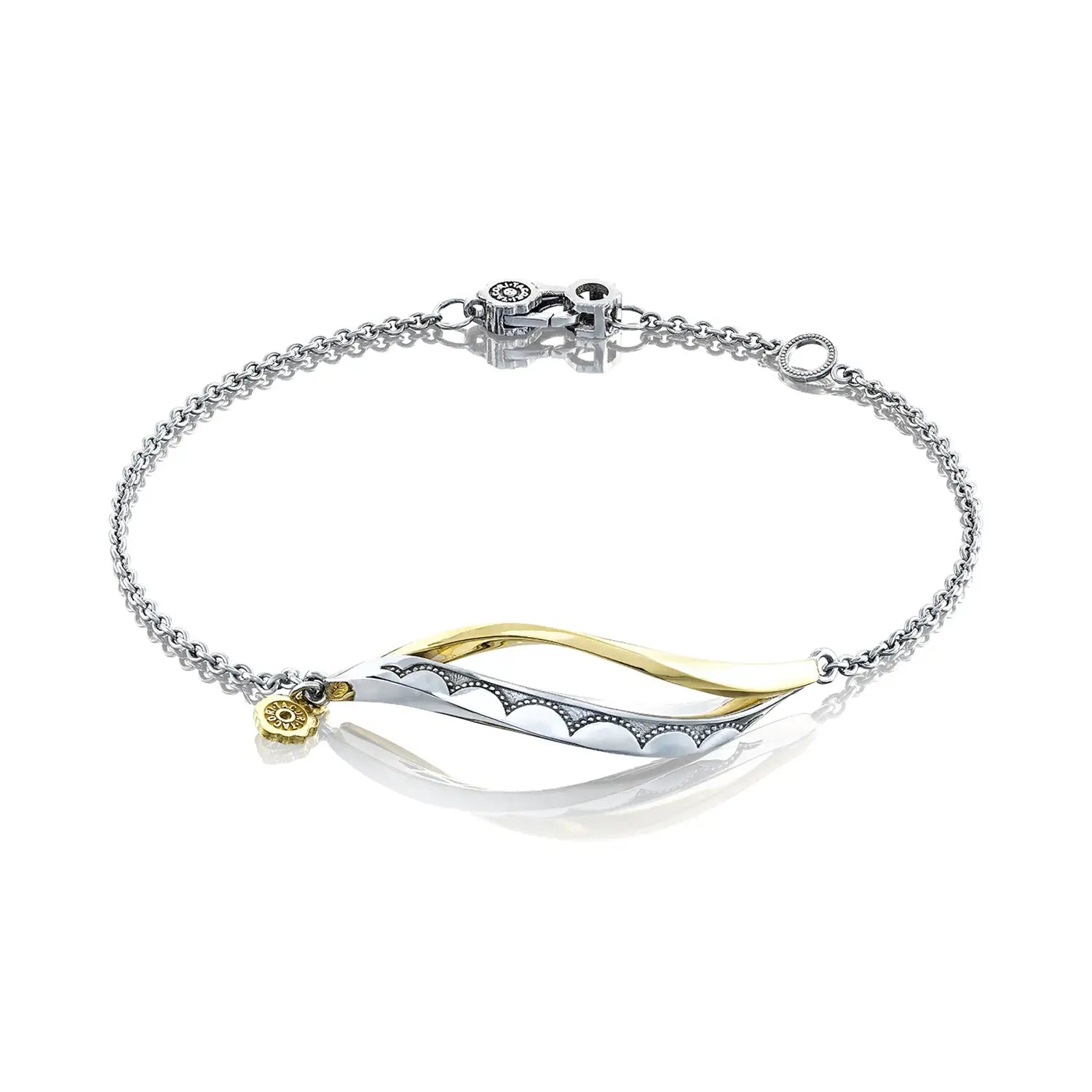 Tacori Crescent Silver and 18K Yellow Gold Cove Single Wave Bracelet for Women | Elegant Jewelry Gift for Anniversary, Wedding & Special Occasions
