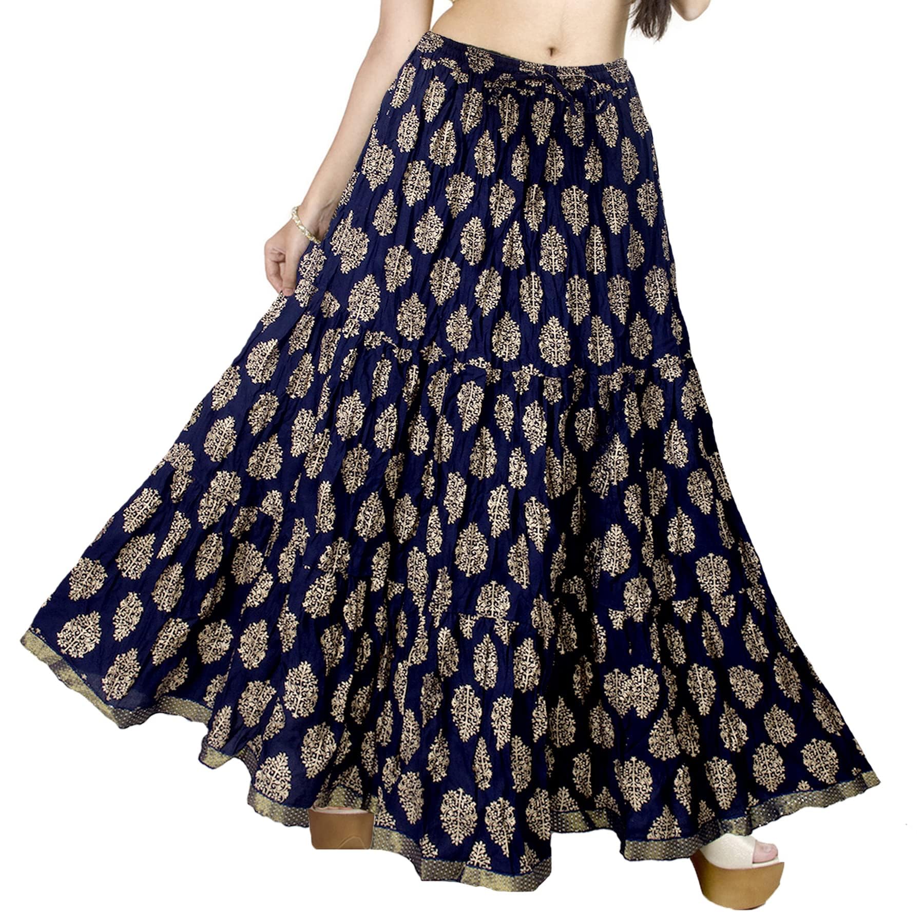 Chandrakala Women's Flowy Long A-Line Maxi Skirt - Casual Beach Party Holiday Skirt (S114-P) | Perfect for Summer Vacations, Boho Outfits & Festive Occasions