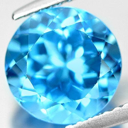 3.36ct Natural African Swiss Blue Topaz Loose Stone - 9mm Round VVS Eye Clean Gemstone for Jewelry Making, Engagement Rings & Unique Gifts