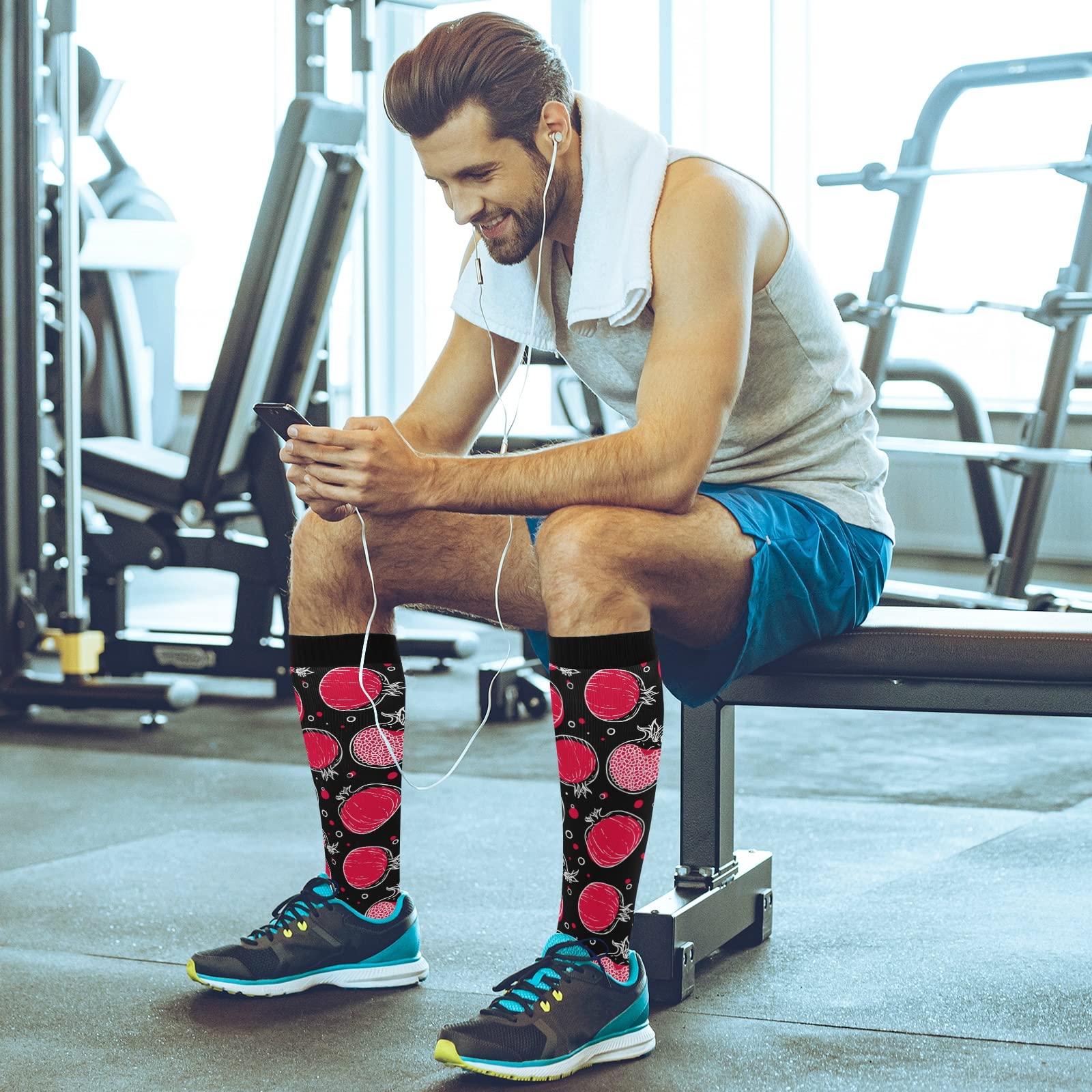 **JUNZAN Compression Socks for Women & Men - Medical Grade Blueberry Circulation Socks for Running, Cycling, Nursing & Travel - Improve Blood Flow & Reduce Swelling**    *(Use for: Marathon Training, Long Work Shifts, Airplane Travel & Post-Workout Recovery)*