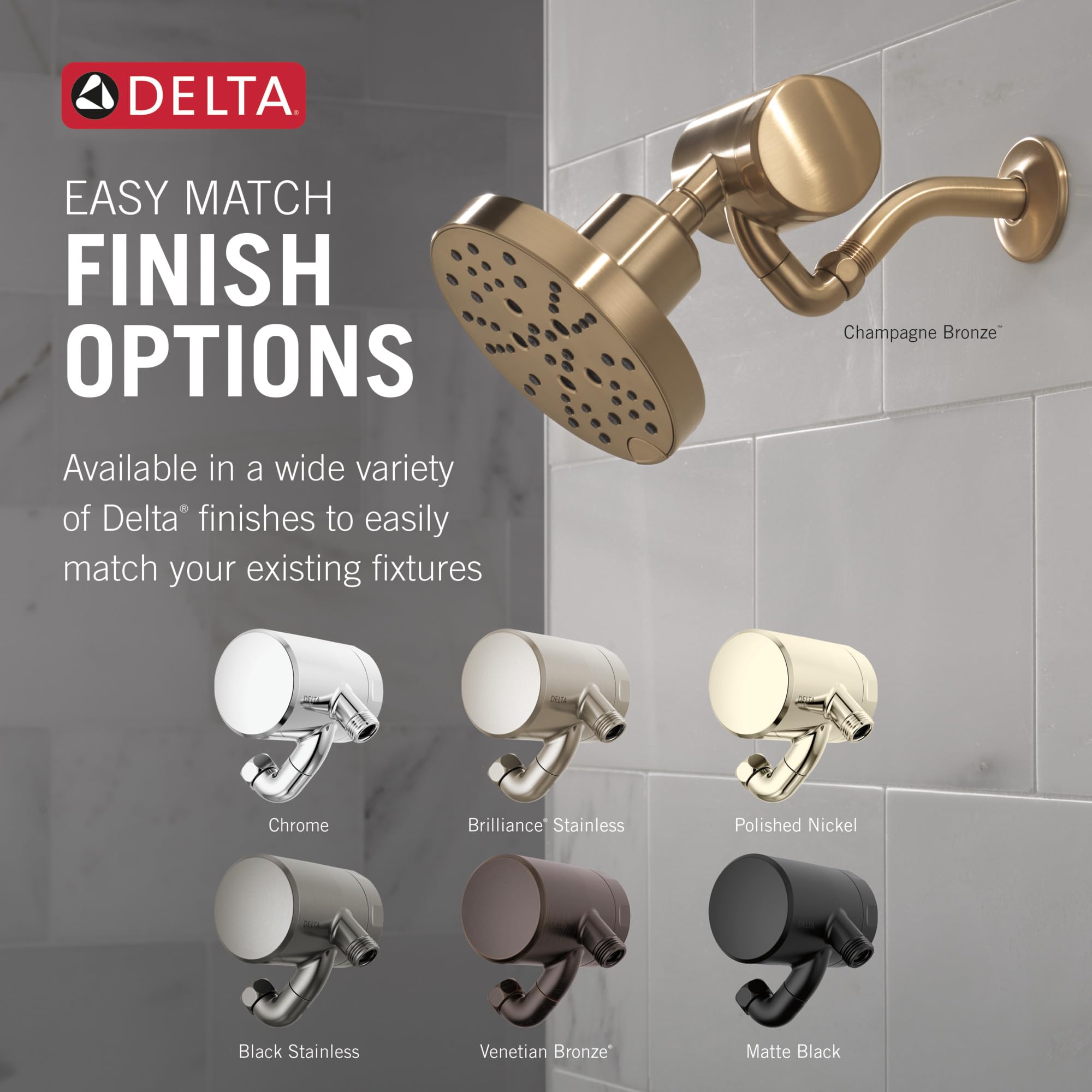Delta Faucet Clarifi Premium Shower Filter Attachment with Replaceable Filter - Chrome 5SF100 | Hard Water & Chlorine Removal | Ideal for Dry Skin, Hair Protection & Sensitive Skin Care in Bathrooms