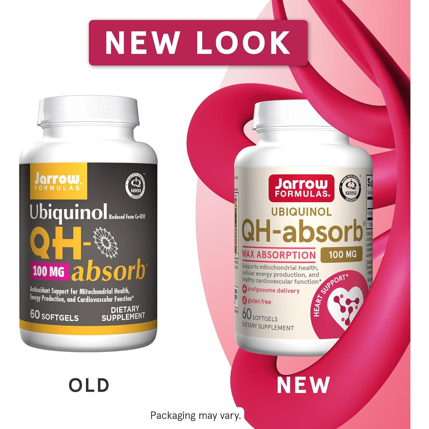 Jarrow Formulas QH-Absorb Ubiquinol 100mg Softgels - Premium CoQ10 Supplement for Heart Health & Energy Support - Ideal for Athletes & Active Lifestyles