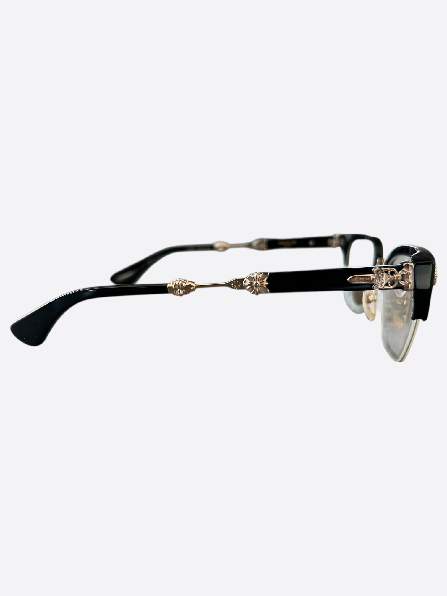 Chrome Hearts Black & Gold Evangelist Sunglasses - Luxury Designer Shades for Men & Women - Perfect for Outdoor Activities, Fashion & Streetwear