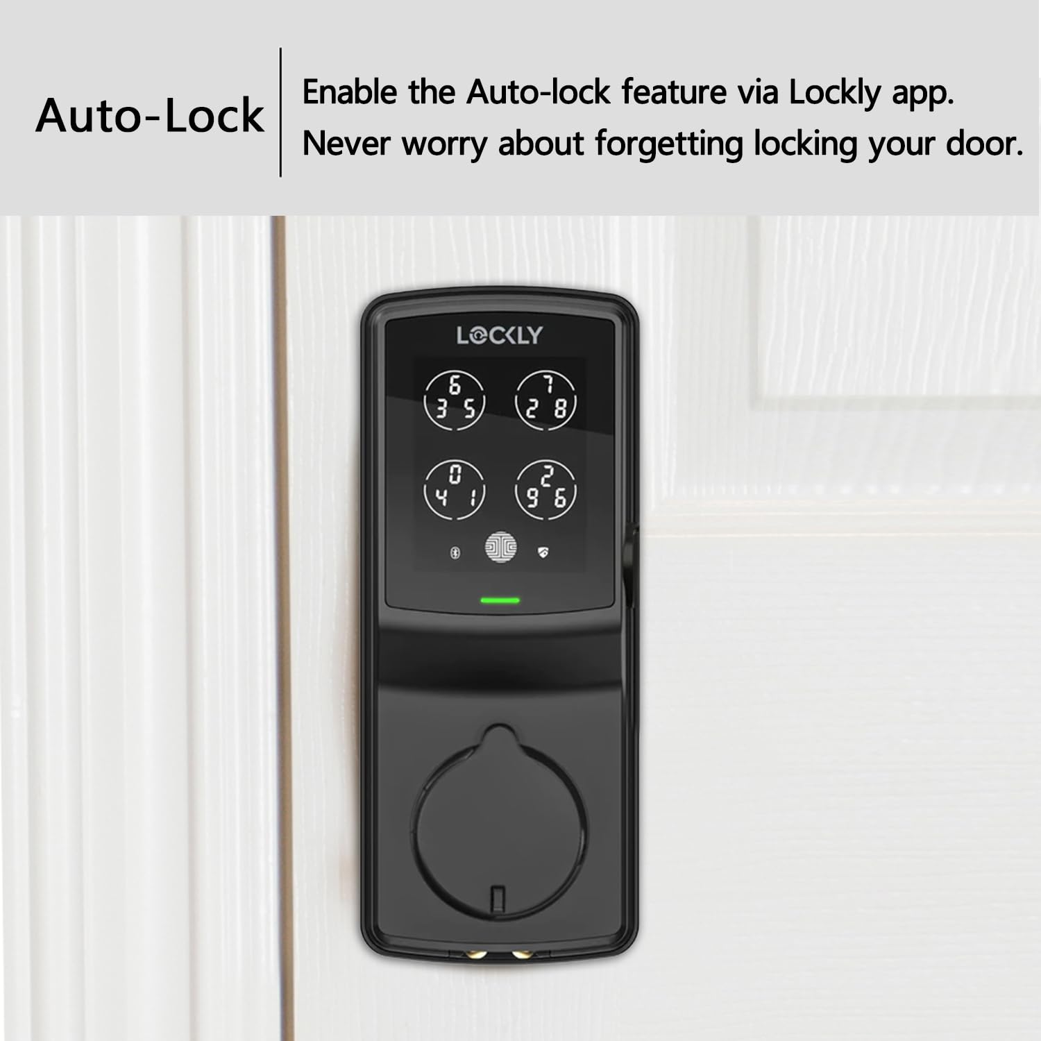 Lockly Secure Plus Smart Deadbolt Lock - Keyless Entry Door Lock with PIN Genie Keypad & 3D Fingerprint Sensor - Auto-Locking Smart Lock for Front Door (Matte Black) - Perfect for Home Security & Smart Home Automation