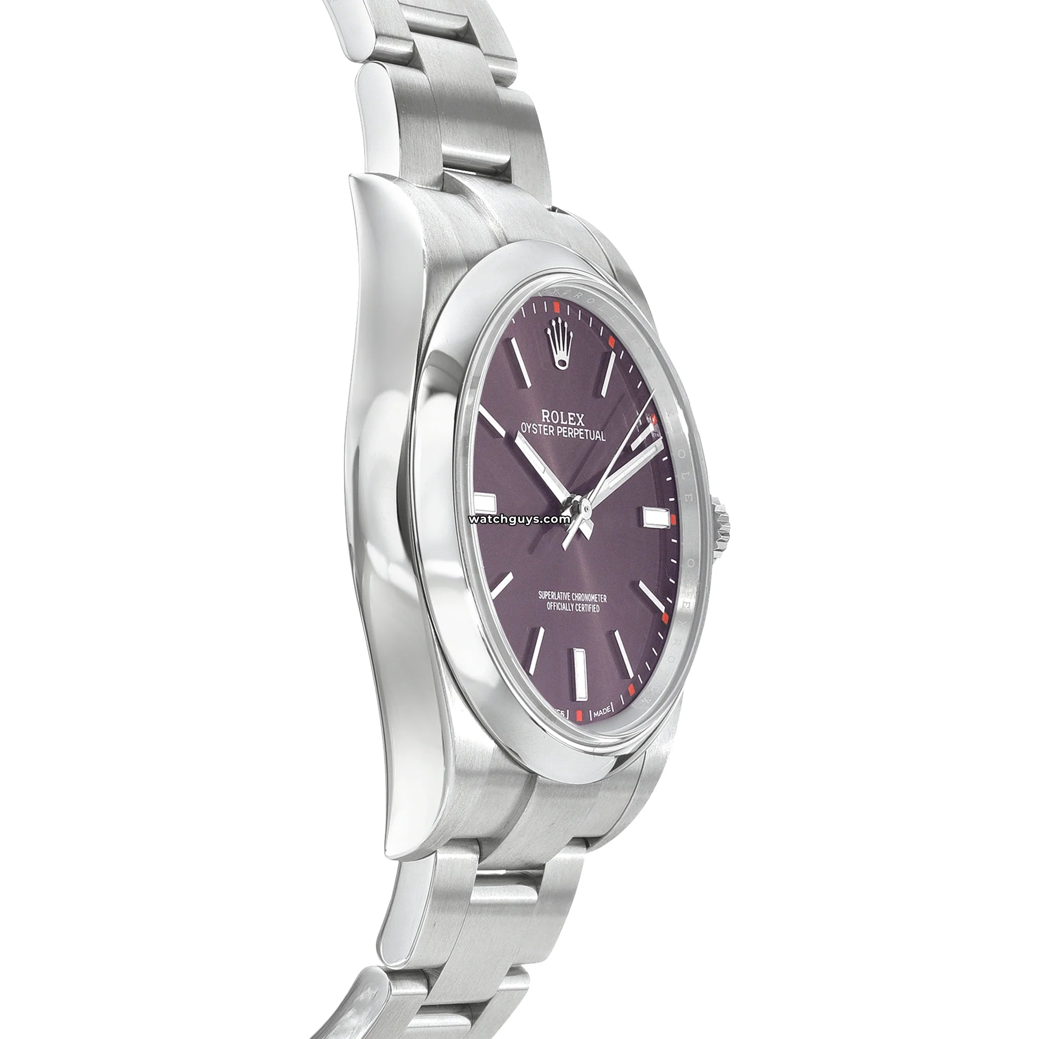 Rolex Oyster Perpetual 114300 Men's Watch - 39mm Stainless Steel Case, Red Grape Dial, Automatic Movement - Luxury Dress Watch for Business & Formal Occasions