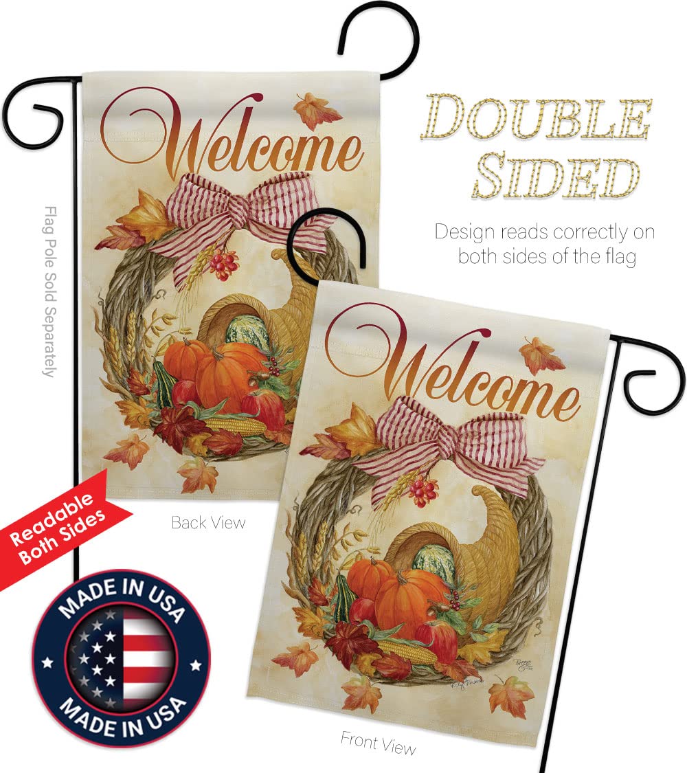 Fall Harvest Cornucopia Wreath - Autumn Vertical Garden Flag for Home Decor