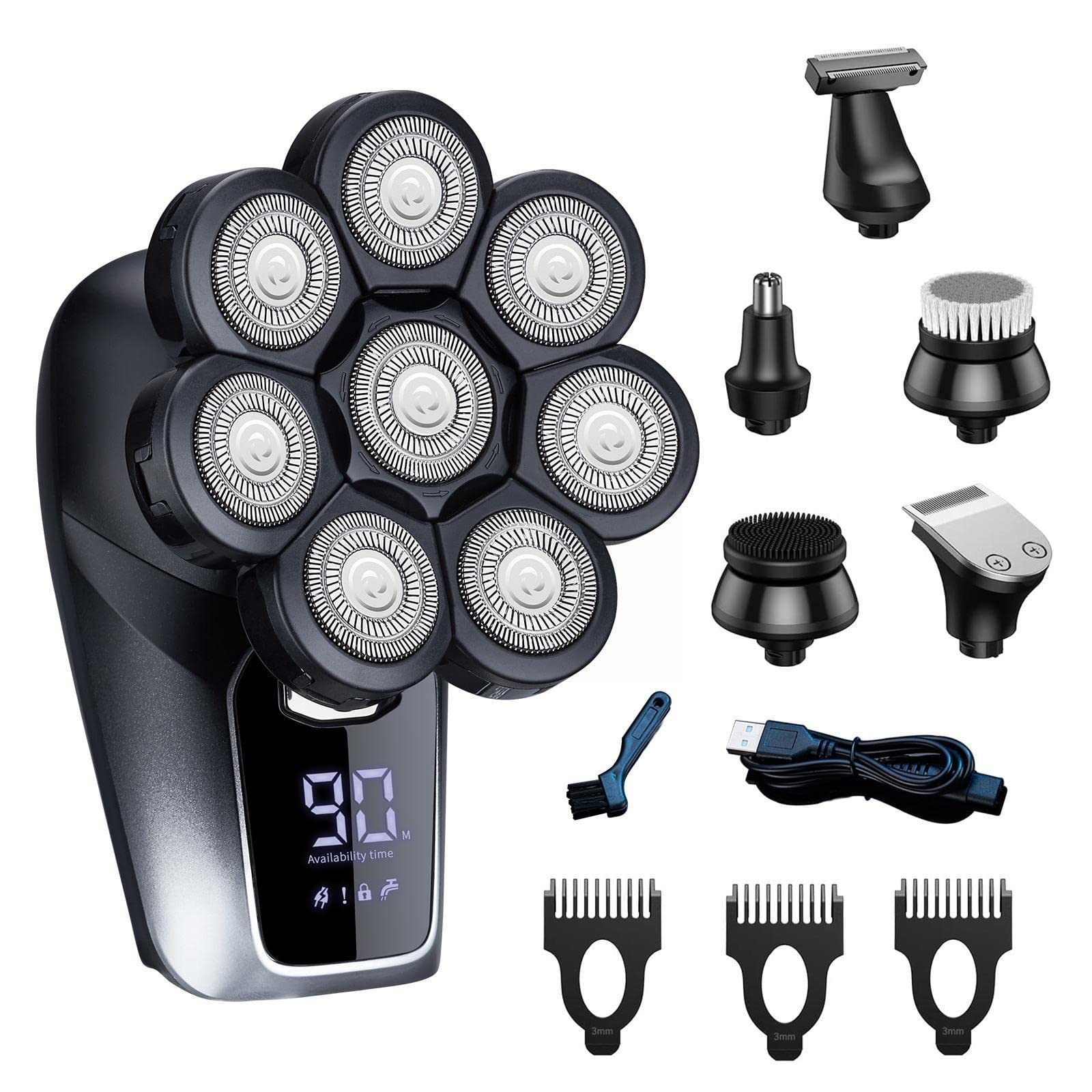 8D Electric Razor for Men - Waterproof Rotary Shaver with Nose Hair Trimmer for Bald Head Shaving | Perfect for Travel, Gym & Daily Grooming
