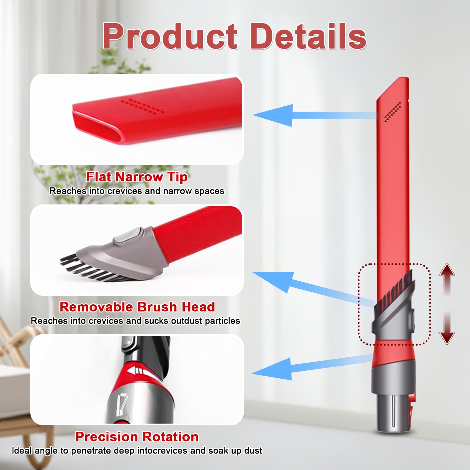 Dyson Vacuum Crevice Tool Attachment - Compatible with V7, V8, V11, V10, V12, V15 Models | Quick-Release Gap Cleaning Tool for Hard-to-Reach Areas | Perfect for Corners, Baseboards & Tight Spaces