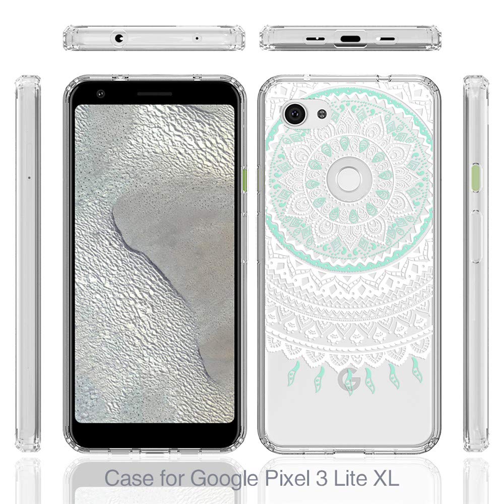 Google Pixel 3a XL Case - Clear Hard Plastic Back with TPU Bumper Protective Cover | Shockproof & Scratch Resistant | Green Floral Design | Perfect for Everyday Use, Travel & Outdoor Activities