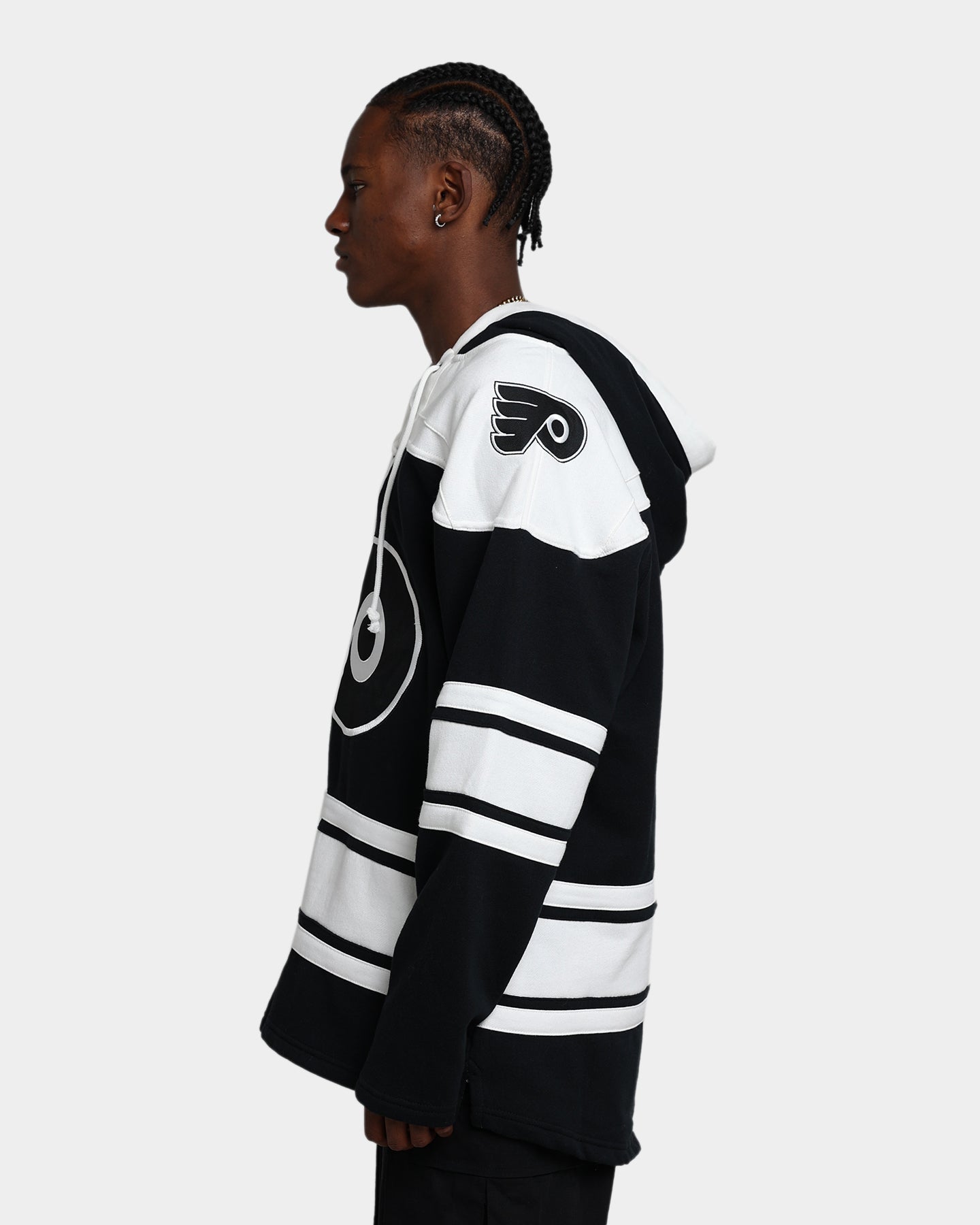 47 Brand Philadelphia Flyers Superior Lacer Hoodie - Men's NHL Team Zip-Up Sweatshirt (Jet Black) - Perfect for Game Day, Tailgating & Casual Wear