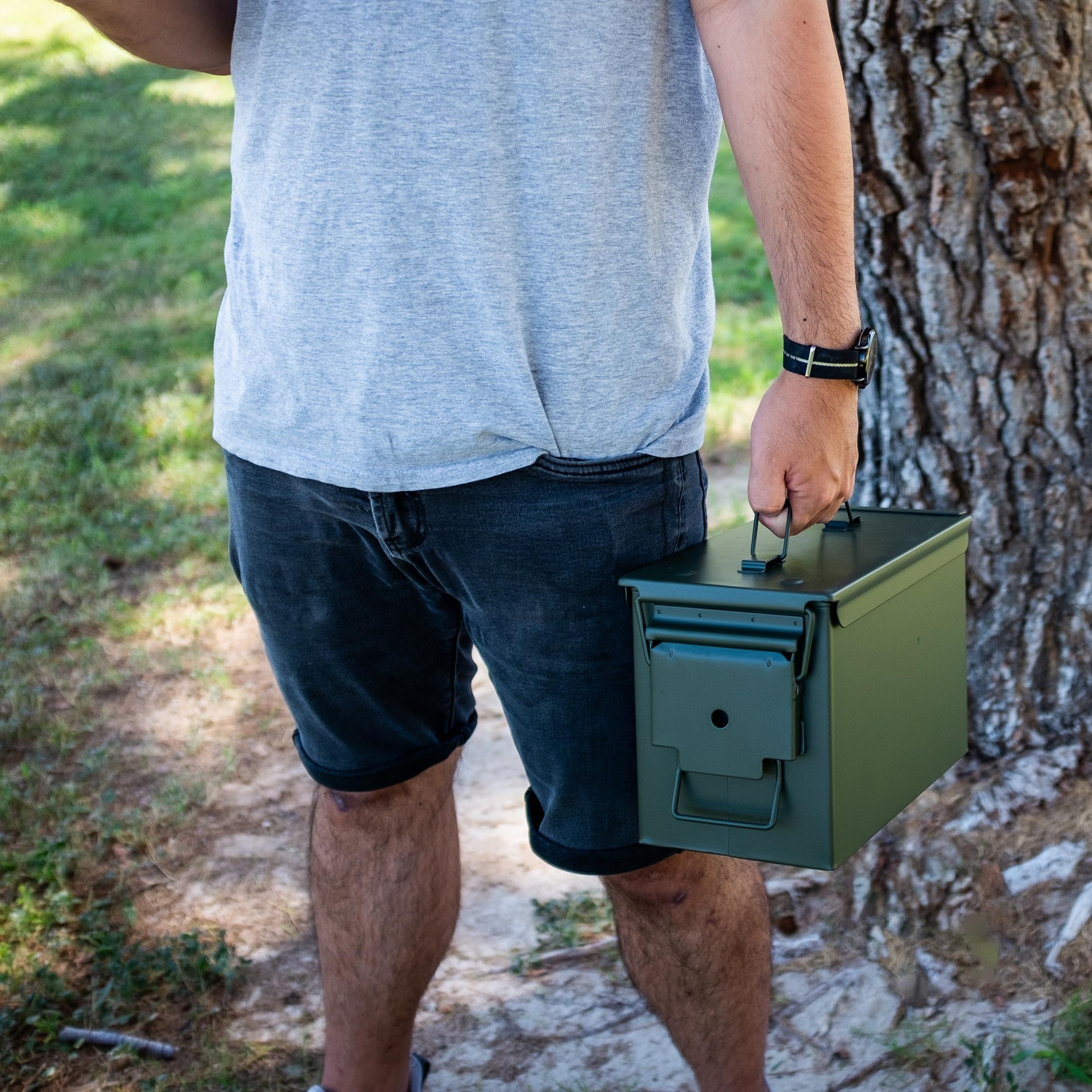50 Cal Ammo Can Set - 6 Pack Heavy Duty Steel Ammunition Storage Boxes for Bullets, Gear & Survival Supplies | Waterproof & Rustproof Military Grade Containers | Perfect for Hunting, Range Shooting & Emergency Preparedness
