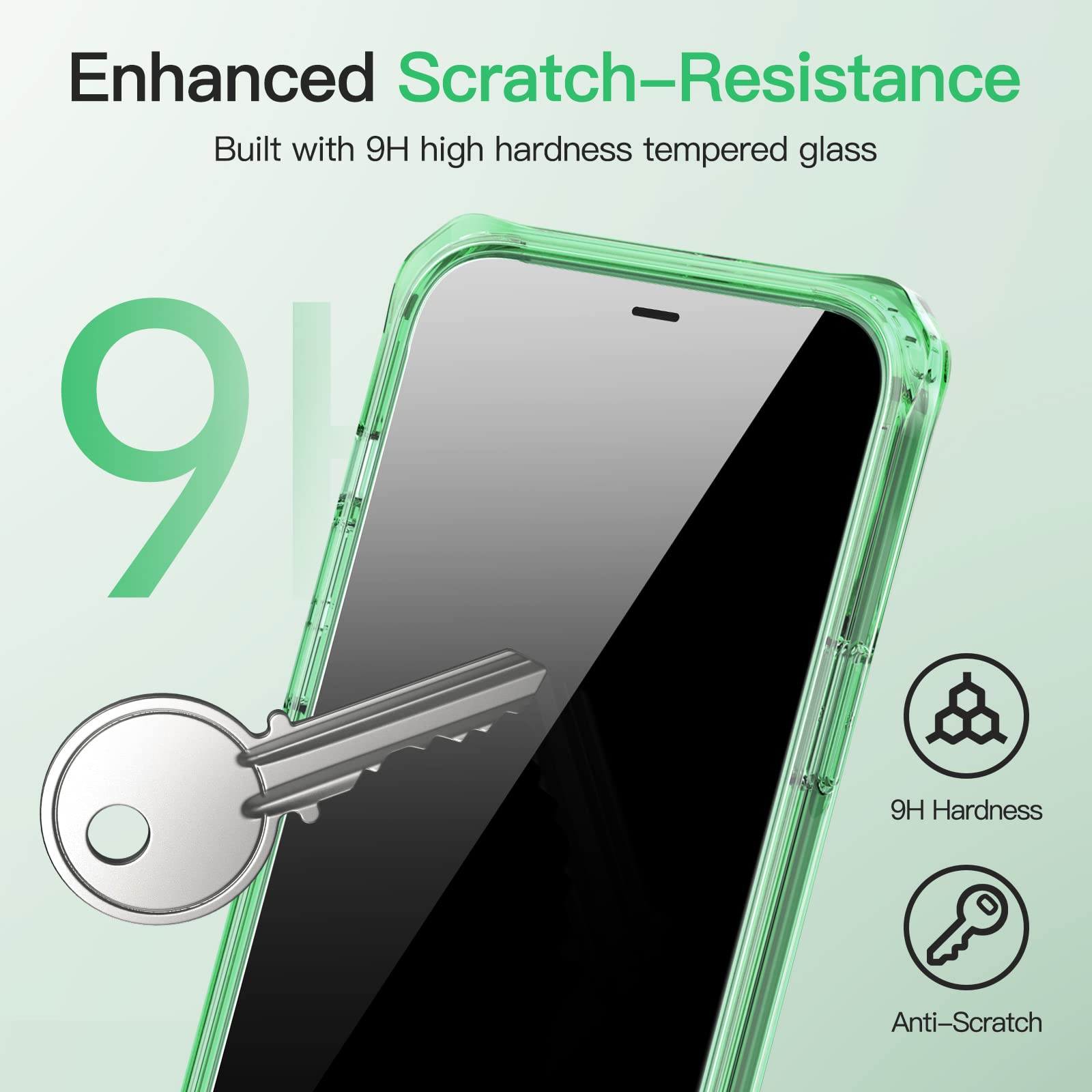 JETech iPhone 12 Pro Max Case 6.7-Inch with 2-Pack Tempered Glass Screen Protector | 360° Full Body Shockproof Bumper Cover | Clear Protective Back (Green) | Perfect for Outdoor Activities & Daily Protection