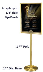 16x16 Deluxe Hospitality Sign Holder Floor Stand with Satin Aluminum Finish - Perfect for Restaurants, Hotels, and Event Displays