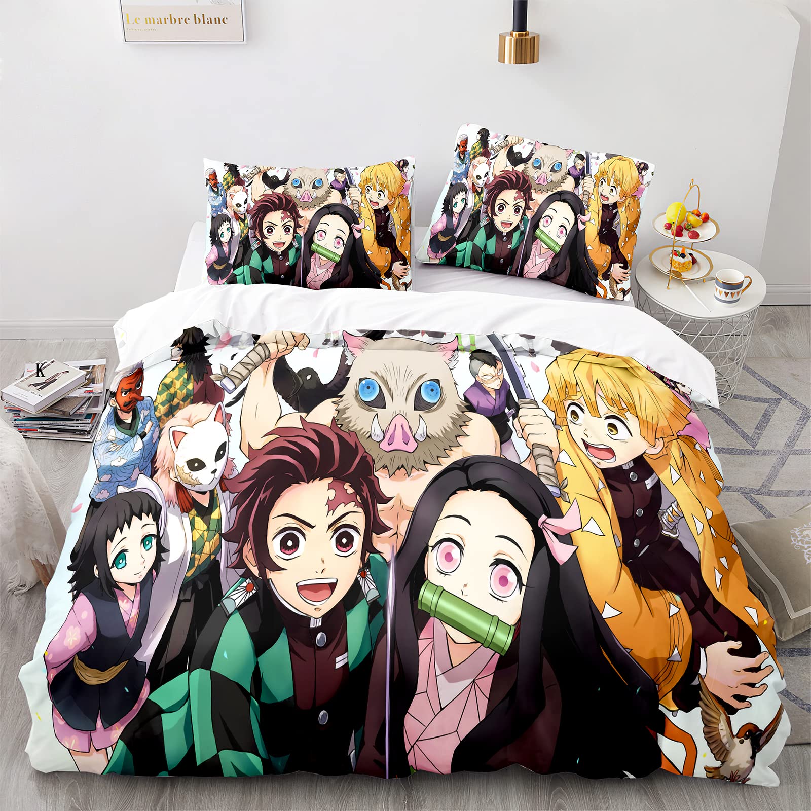 Anime 3D Duvet Cover Set - Full/Queen Size Bedding with Character Design - Soft Quilt Comforter Cover Only (No Insert) - Twin, Style 1 - Perfect for Anime Fans' Bedroom Decor & Themed Gift Ideas