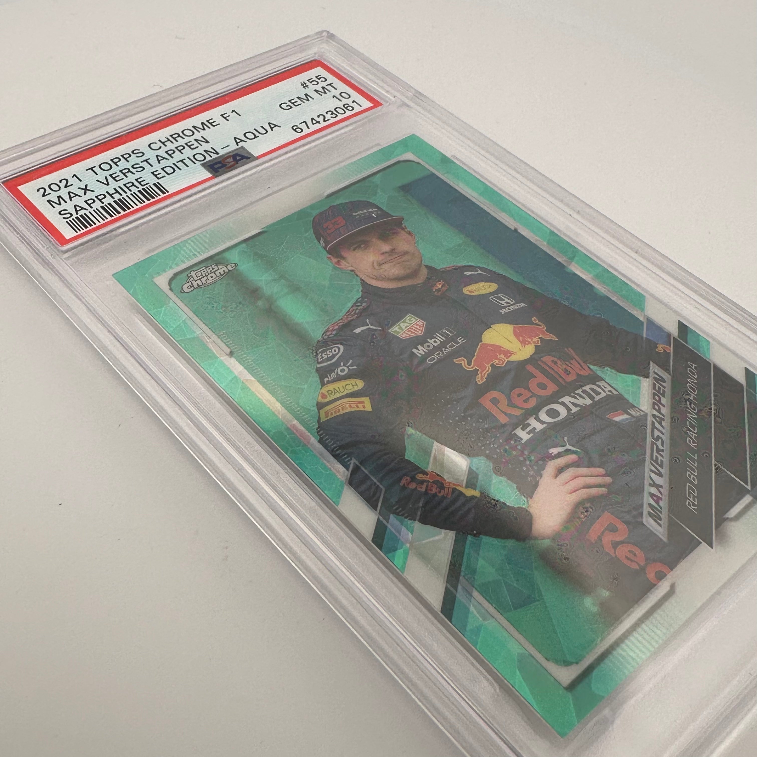 PSA 10 Graded 1994 Max Verstappen #55 Sapphire Edition Aqua Trading Card - Perfect for F1 Racing Collectors and Display Cases