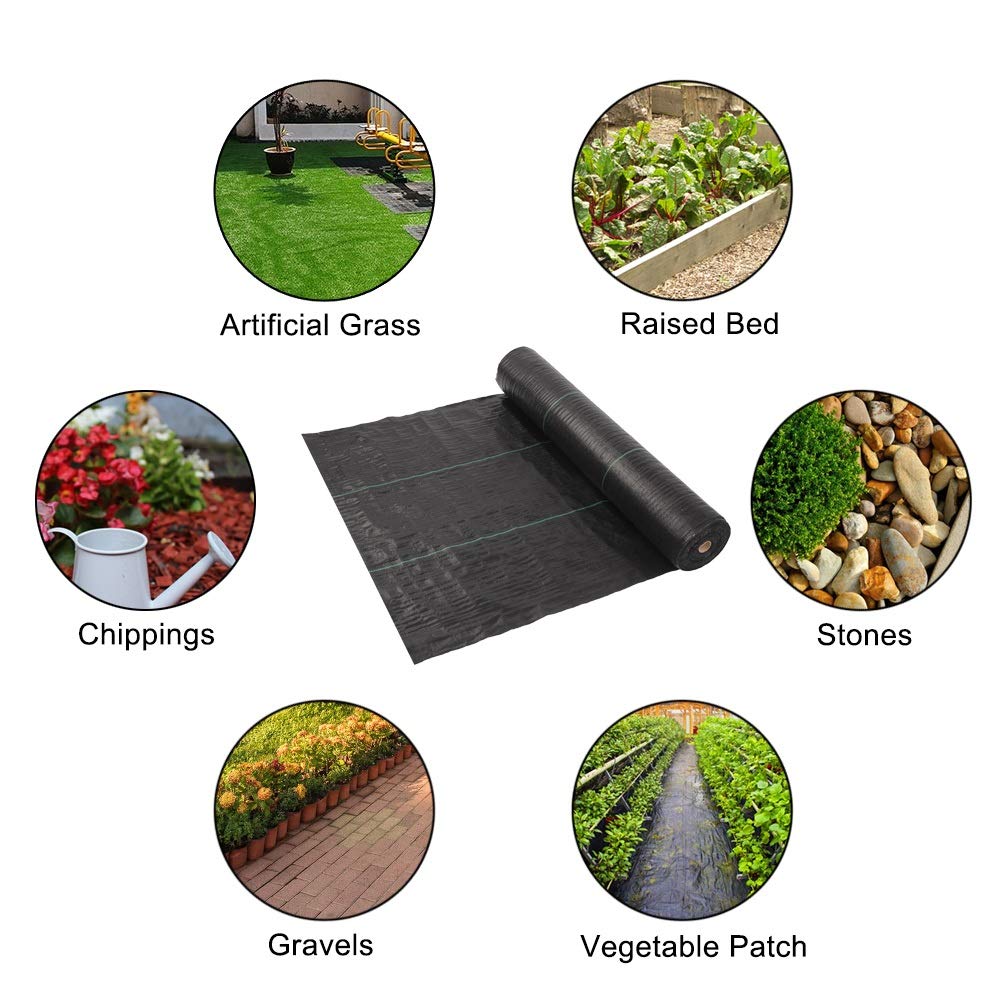 TUFFIOM Heavy Duty Weed Barrier Fabric 6.5 x 300 FT - UV Resistant Landscape Ground Cover, 125gsm/3.7OZ Durable Material for Superior Weed Control - Perfect for Greenhouse, Yard, Flower Beds, Gardens, Driveways & Pathways