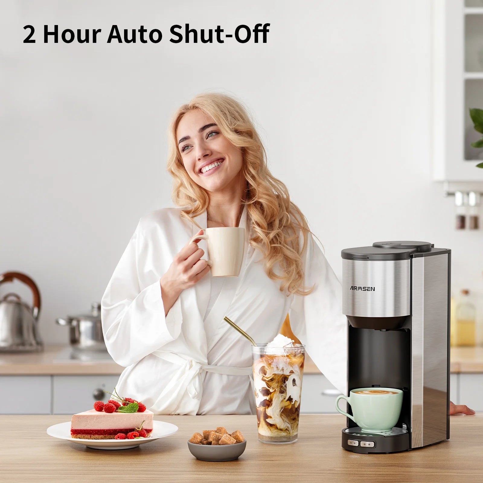 Premium Single Serve Coffee Maker with Built-in Grinder - Compatible with Whole Beans & Ground Coffee - Includes Travel Mug for Home, Office & On-the-Go Use