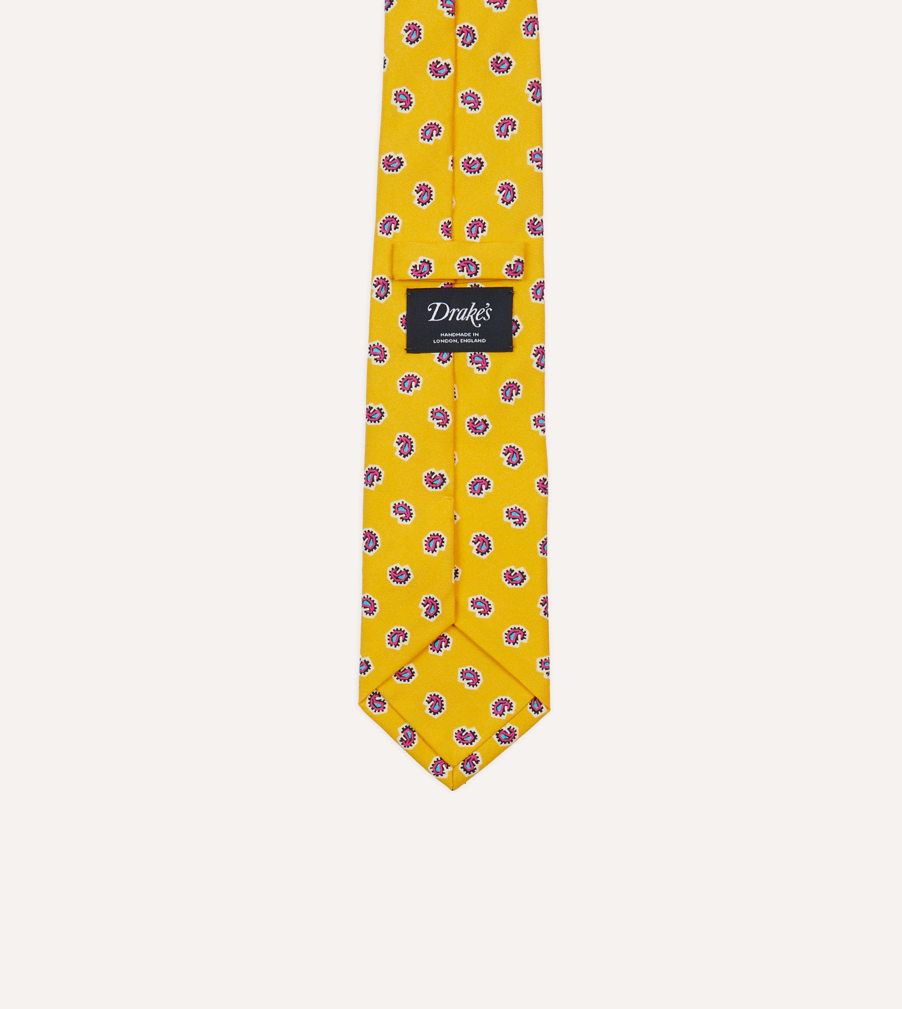 Yellow Mini Paisley Silk Self-Tipped Necktie for Men - Elegant Formal & Business Attire Accessories for Weddings, Office & Special Occasions