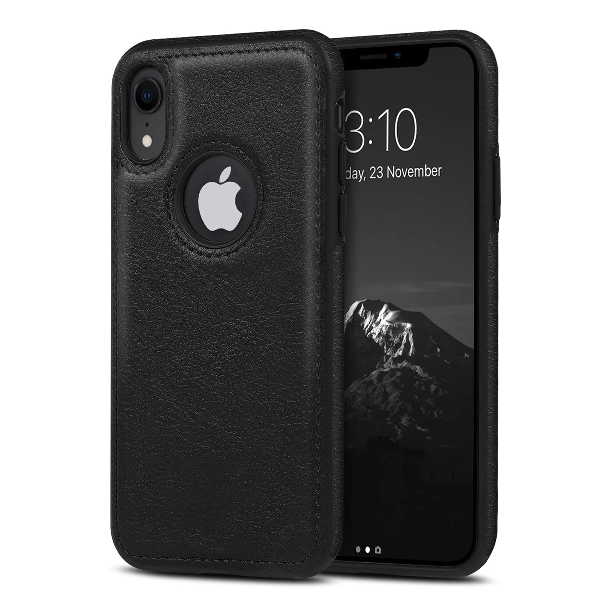 Premium Vegan Leather iPhone XR Case - Slim 6.1 Inch Luxury Vintage Cover (Black) | Perfect for Business Professionals & Fashion Enthusiasts