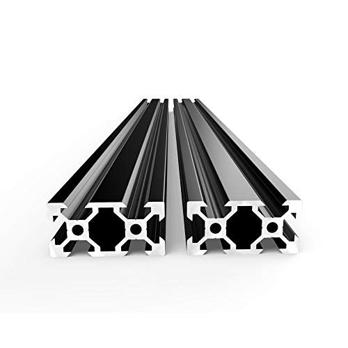 FEYRINX 2PCS 2040 Aluminum Extrusion Profile - European Standard Anodized Black V-Slot Linear Rail for 3D Printer (200mm Length) - Perfect for CNC Machines, Laser Cutters & DIY Projects