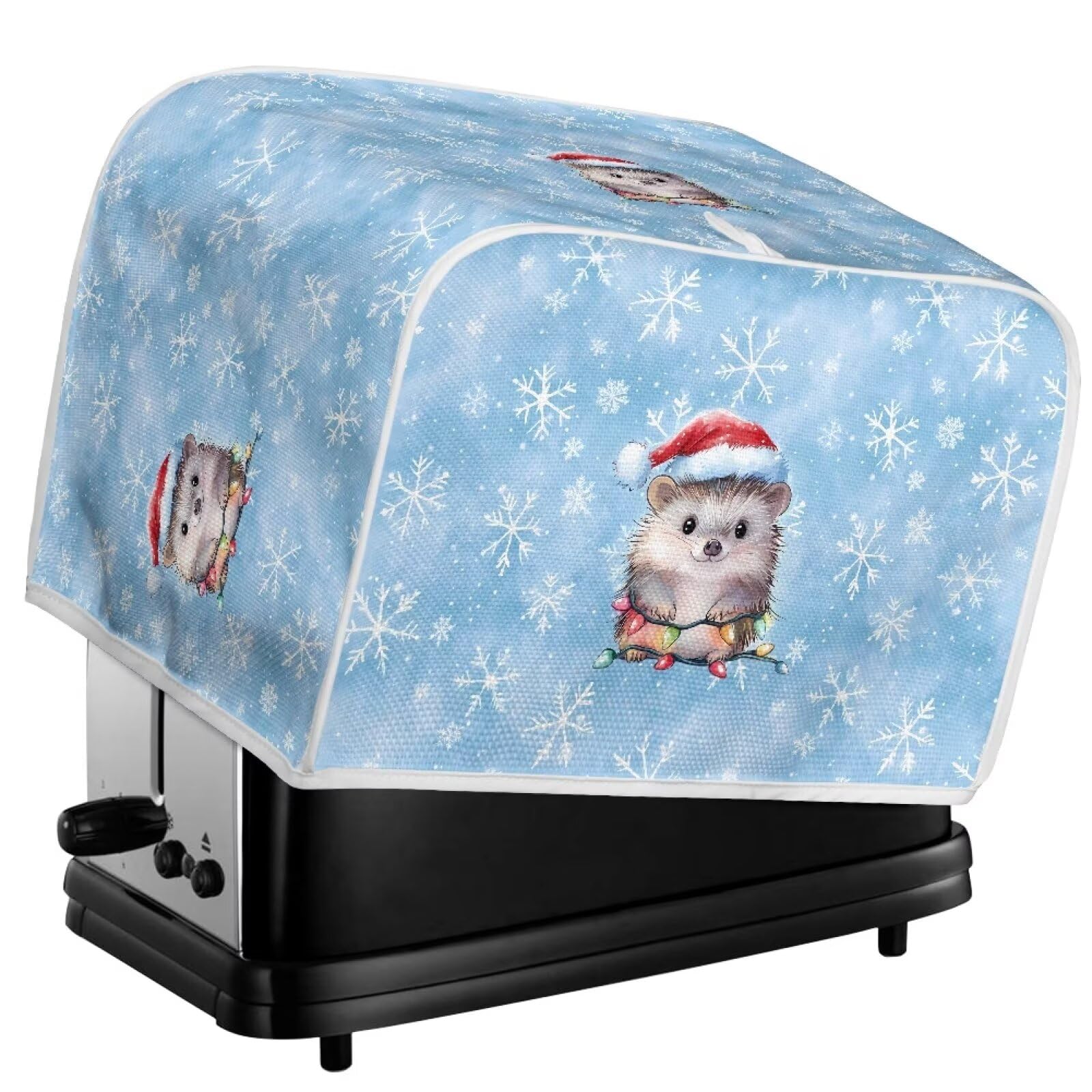Xoenoiee Hedgehog Snowflake Blue Pattern Toaster Cover for 2 Slice Toasters - Dust Proof Kitchen Appliance Protector - Christmas Kitchen Decor - Perfect for Holiday Baking and Breakfast Protection