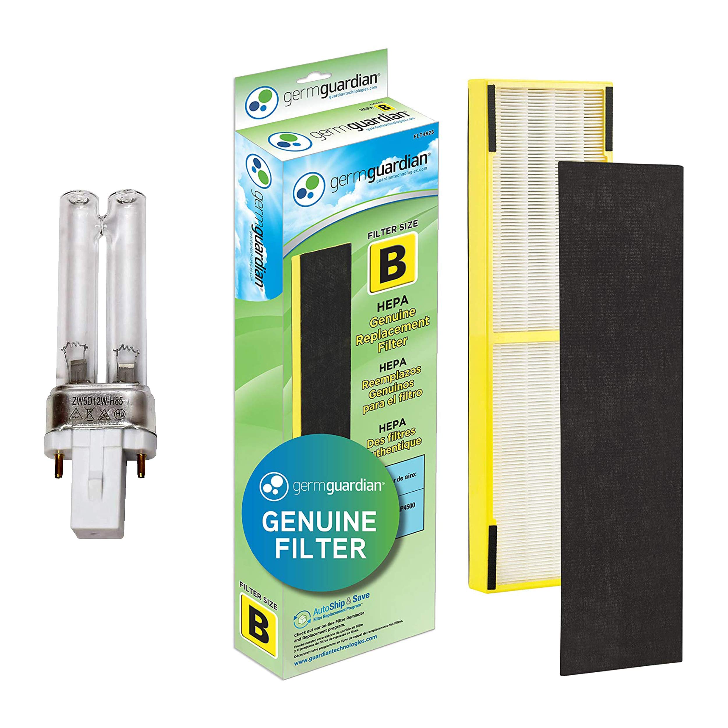 GermGuardian FLT4825 HEPA Replacement Filter & LB4000 UV-C Replacement Bulb for Air Purifiers - Clean Air for Home, Office, and Bedroom