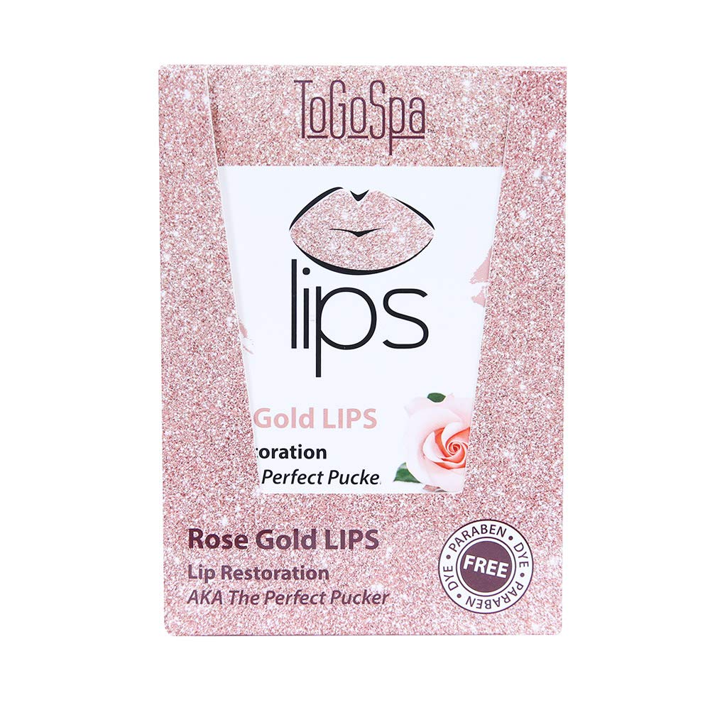 ToGoSpa Rose Gold Lip Mask - 30 Hydrating Lip Care Sheets for Soft, Plump Lips | Perfect for Nighttime Routine, Travel & Self-Care