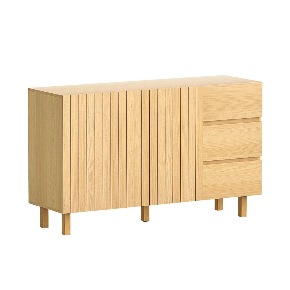 130cm Artiss Buffet Sideboard Cabinet - Pine Wood Storage Drawer Cupboard for Dining Room, Kitchen Pantry Organization & Home Decor