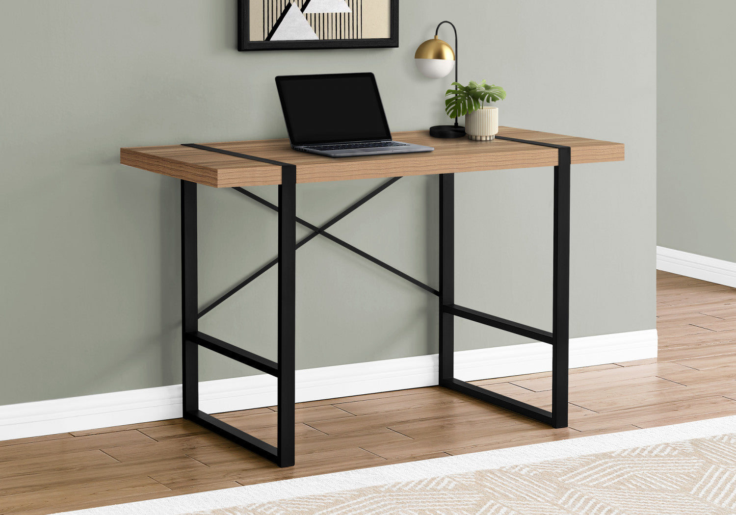 Dray Desk - Modern Brown Wooden Writing Desk for Home Office | Study, Work, and Remote Learning Workspace Solution